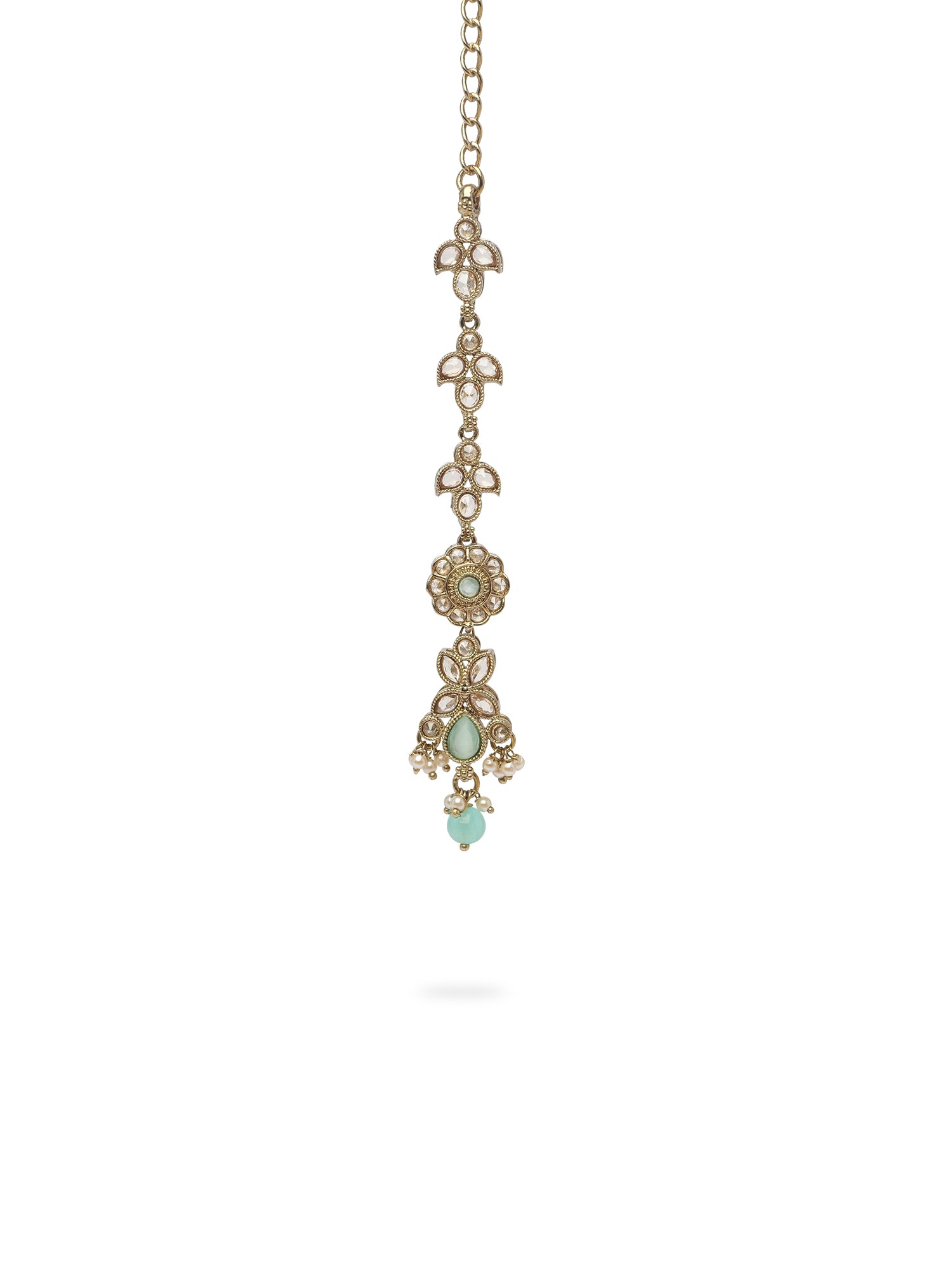 Ayushi Maang Tikka in Light Blue