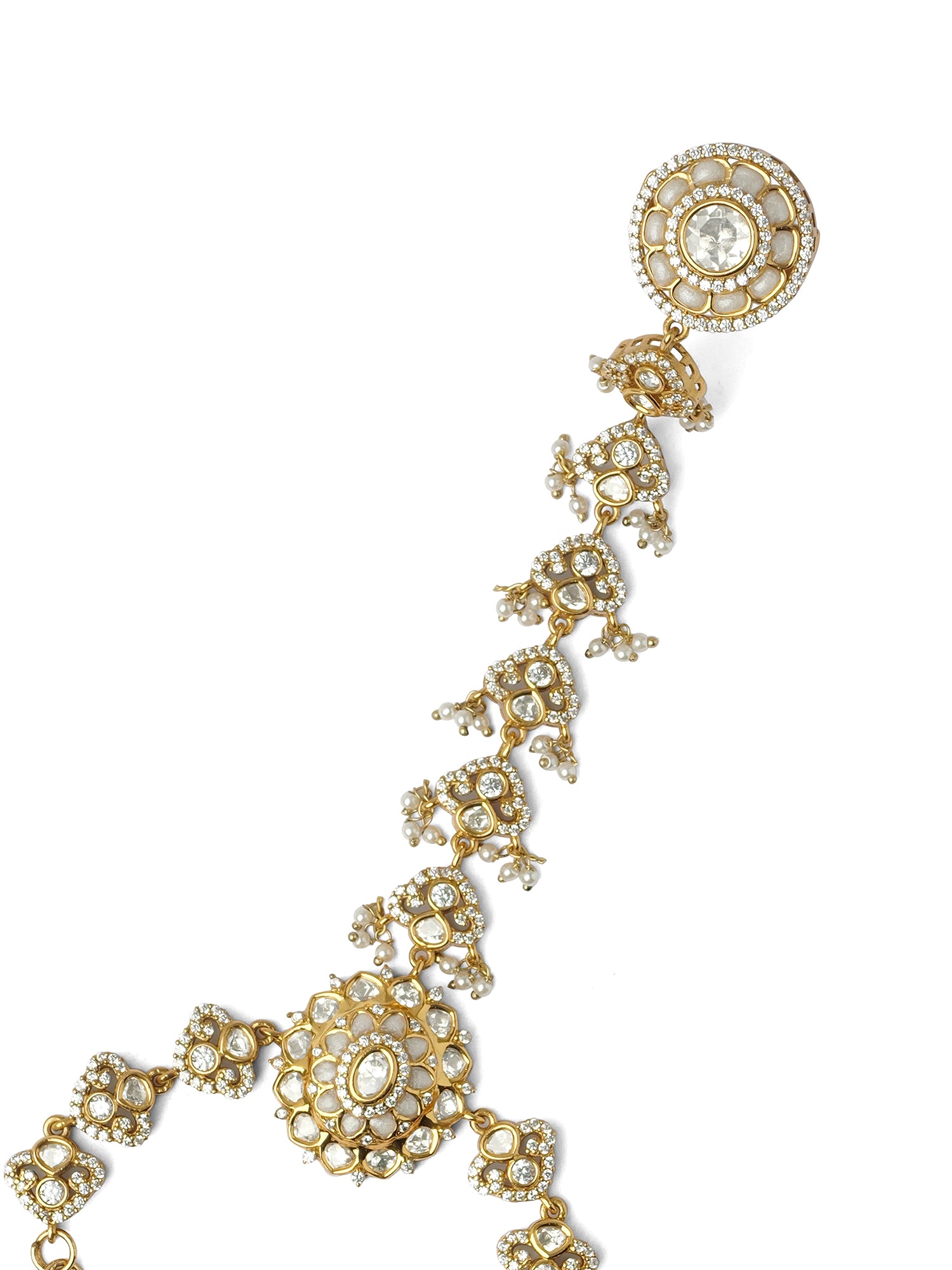 Azeera Kundan Hand Chain in White
