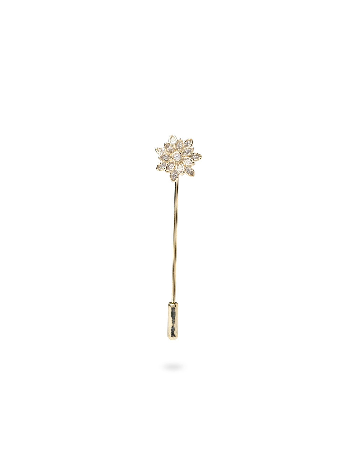 Azra Floral Scarf Pin in White and Gold