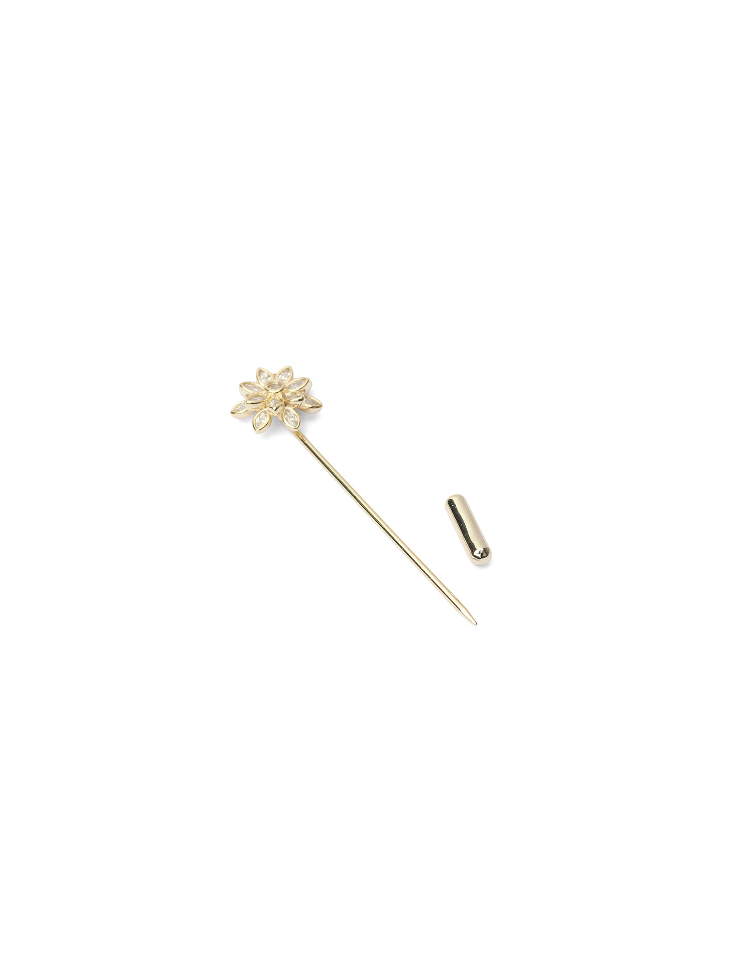 Azra Floral Scarf Pin in White and Gold