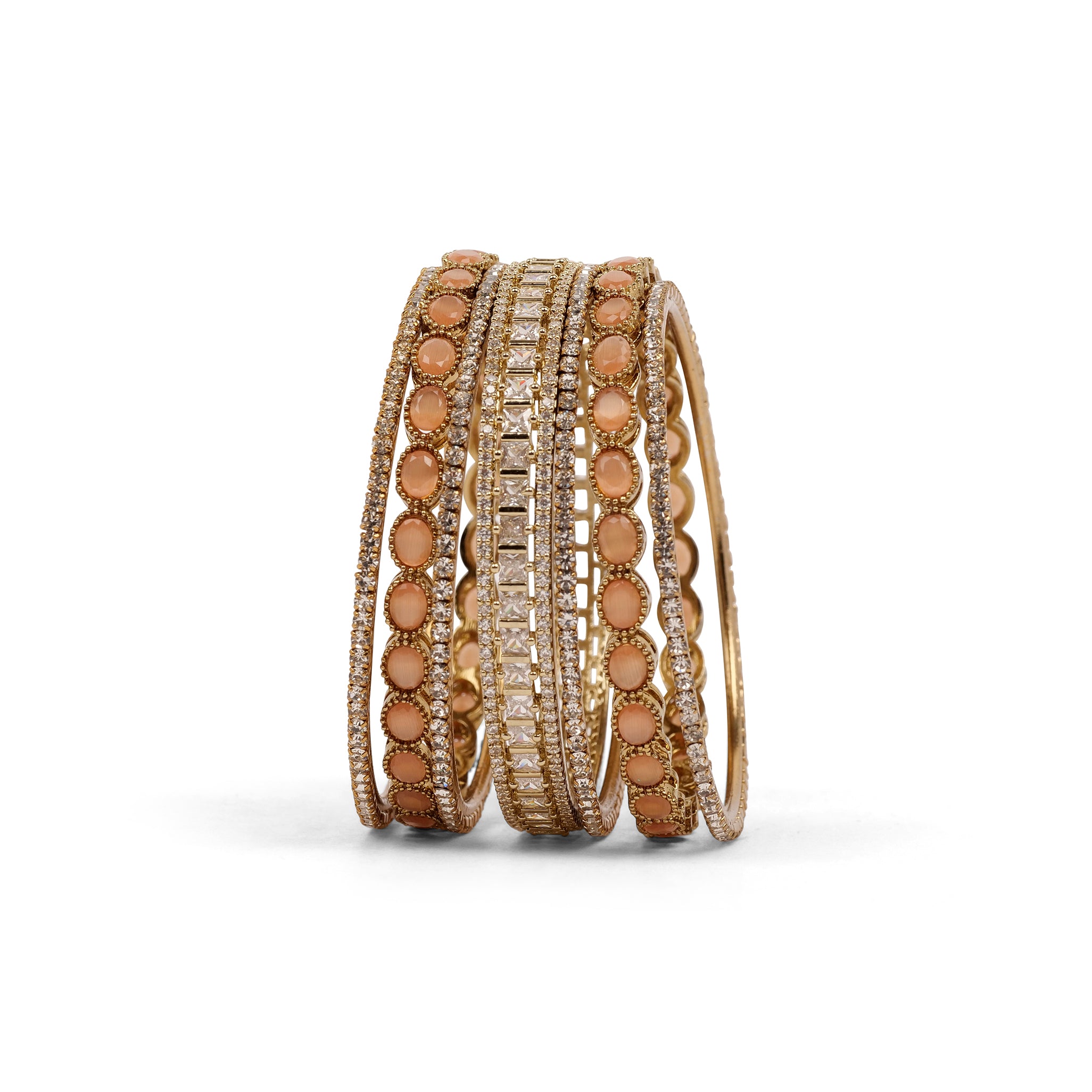 Peach Cubic Zirconia Bangle Set