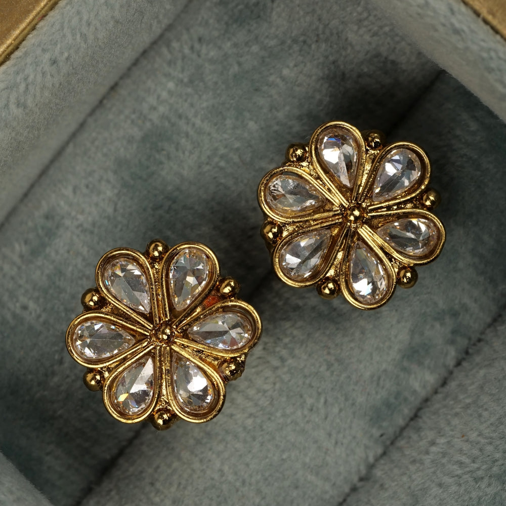 Bellis Ear Studs in Antique Gold