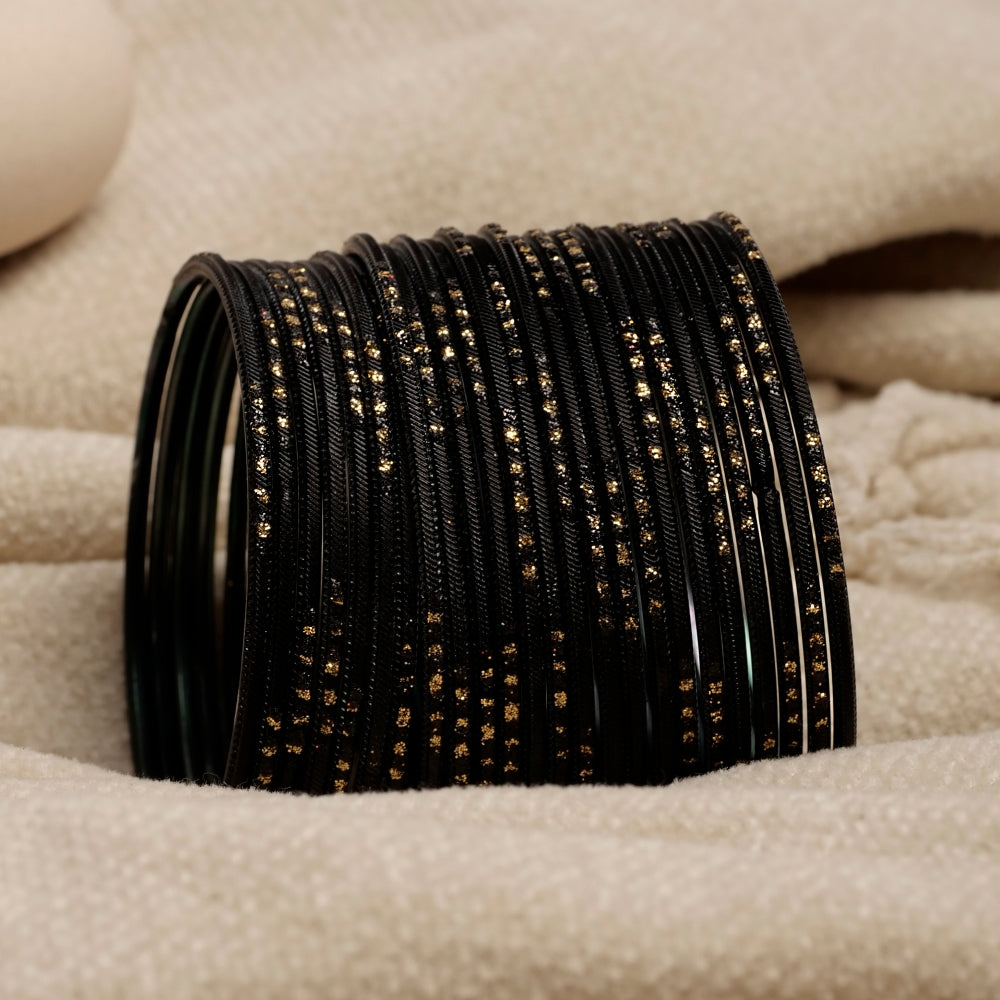 Black Glitter Etched Bangles