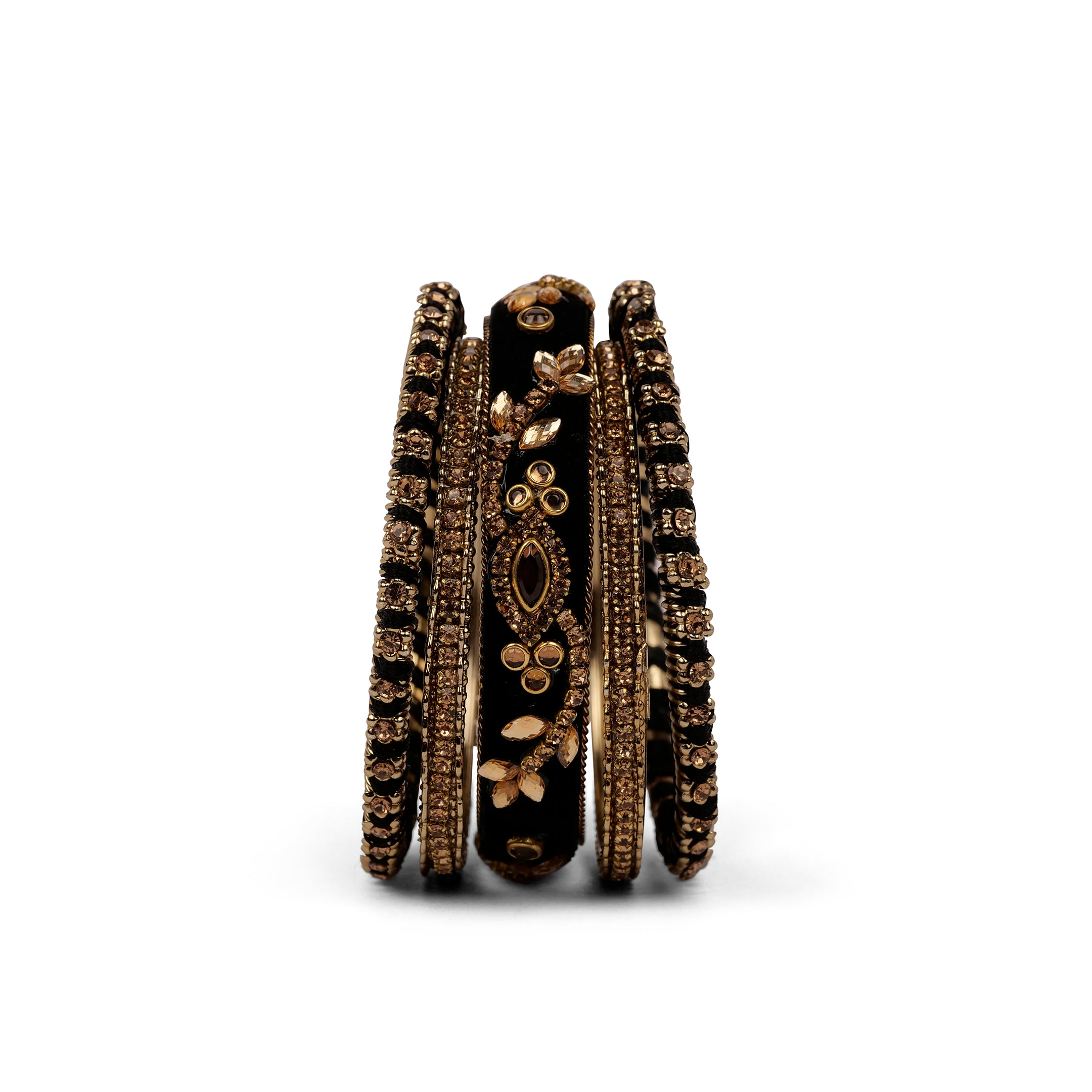 Velvet Bangle Set in Black