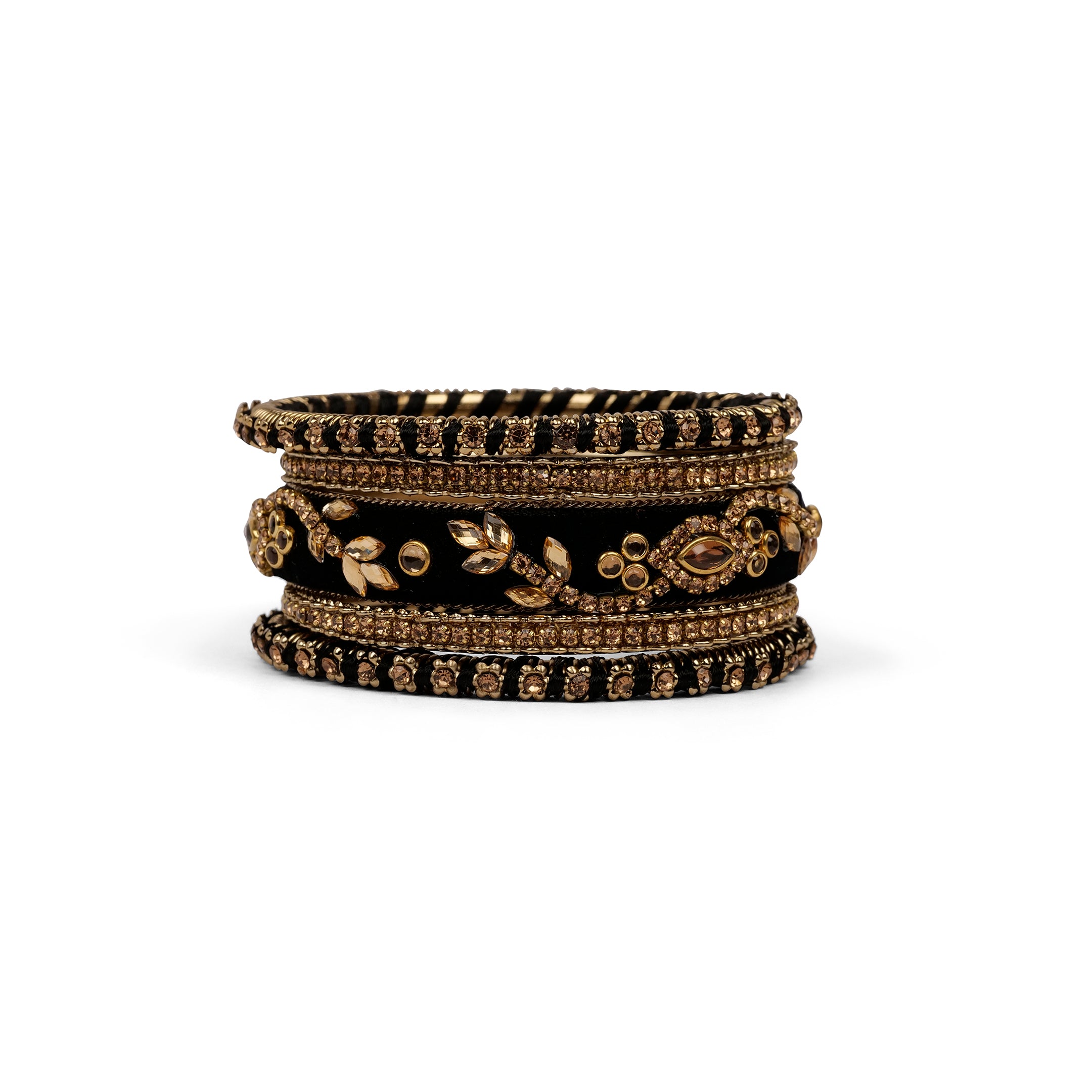 Velvet Bangle Set in Black