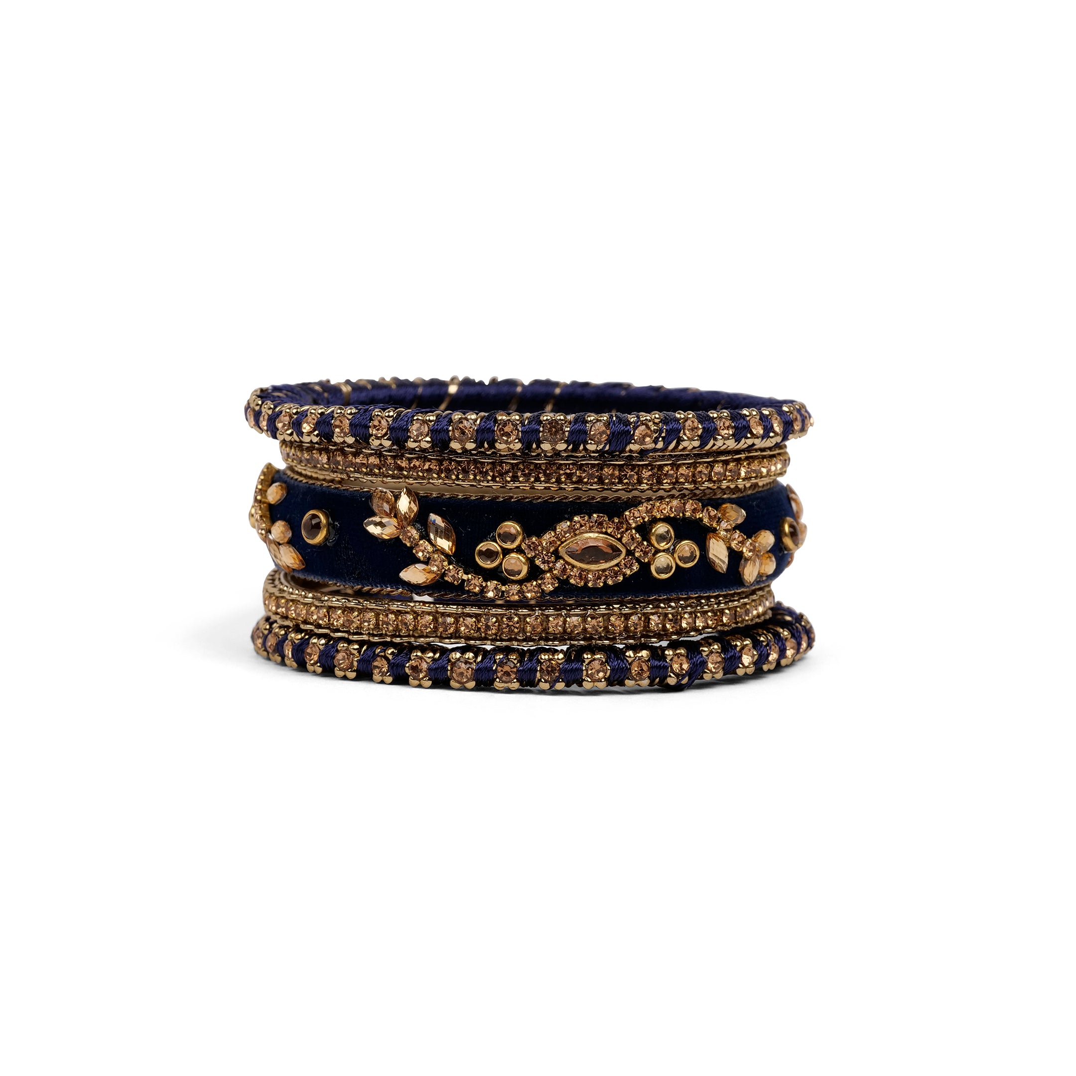 Velvet Bangle Set in Blue