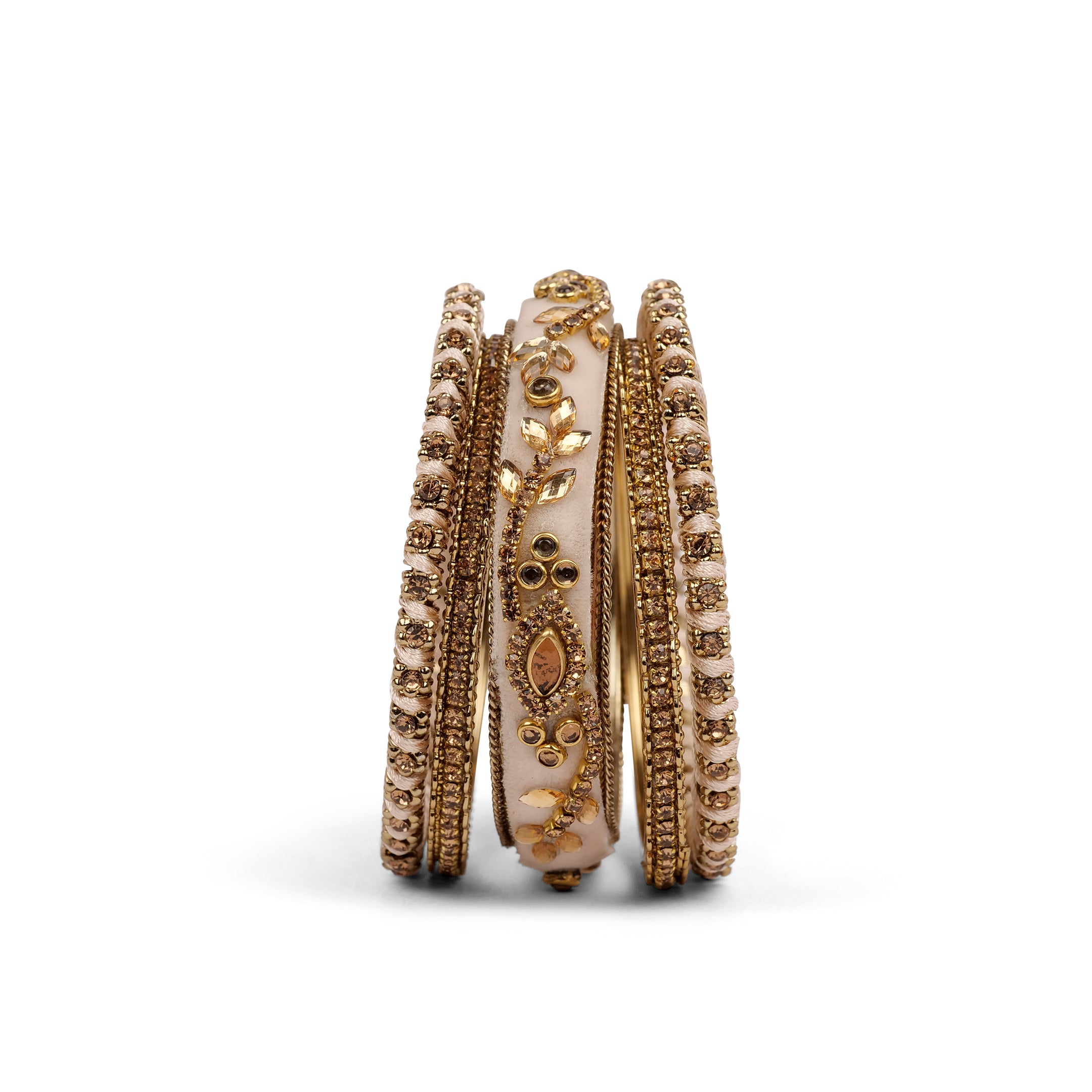 Velvet Bangle Set in Cream