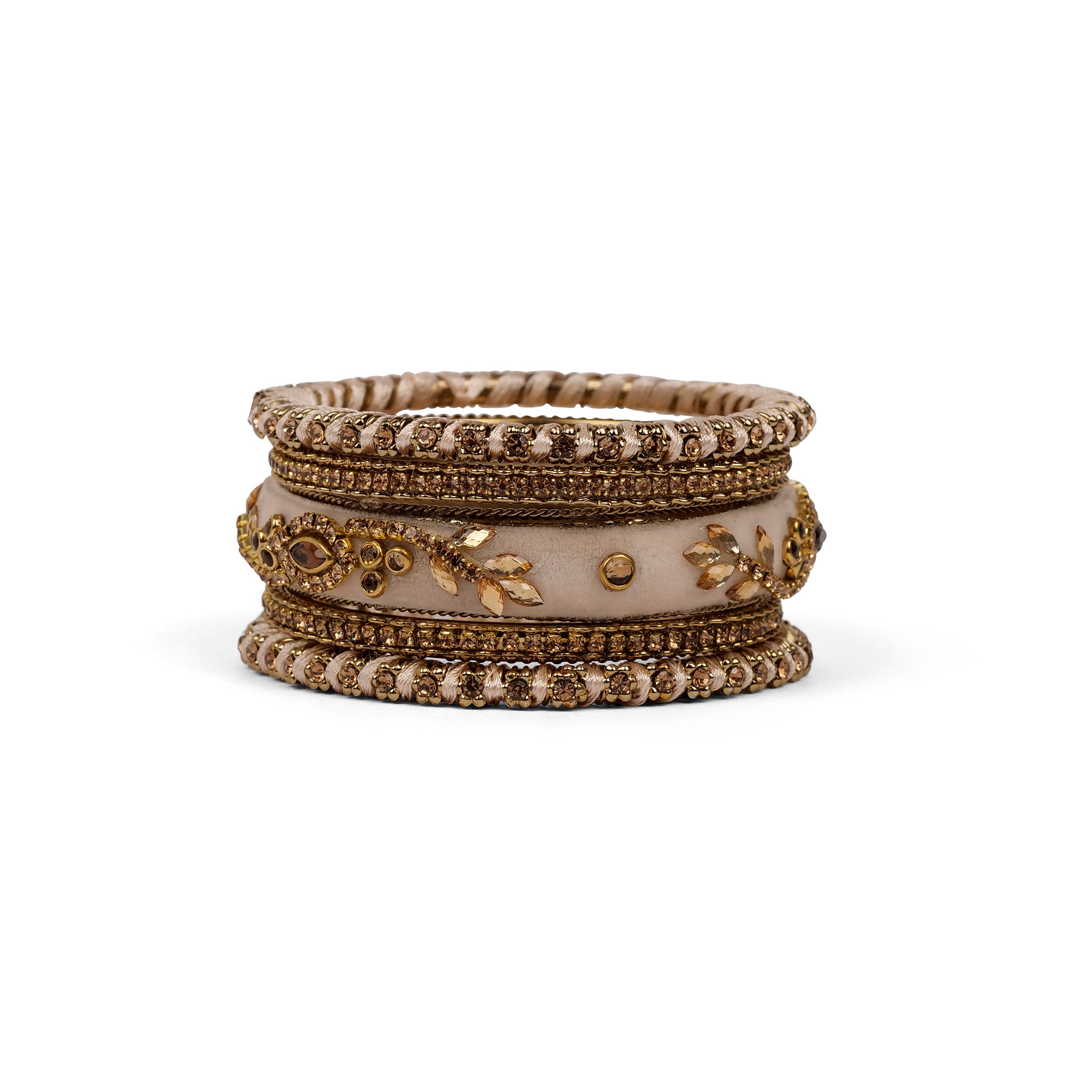 Velvet Bangle Set in Cream