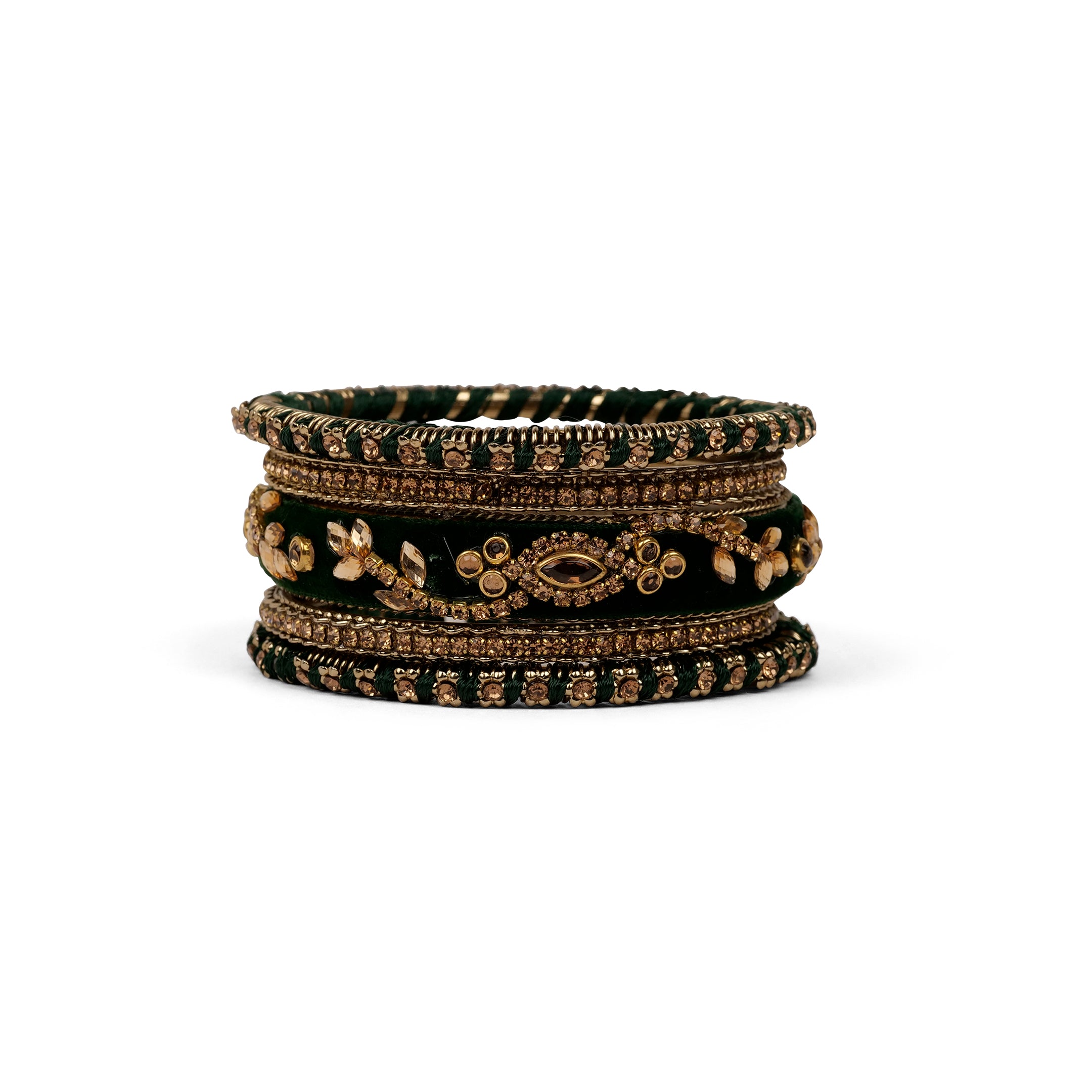 Velvet Bangle Set in Green