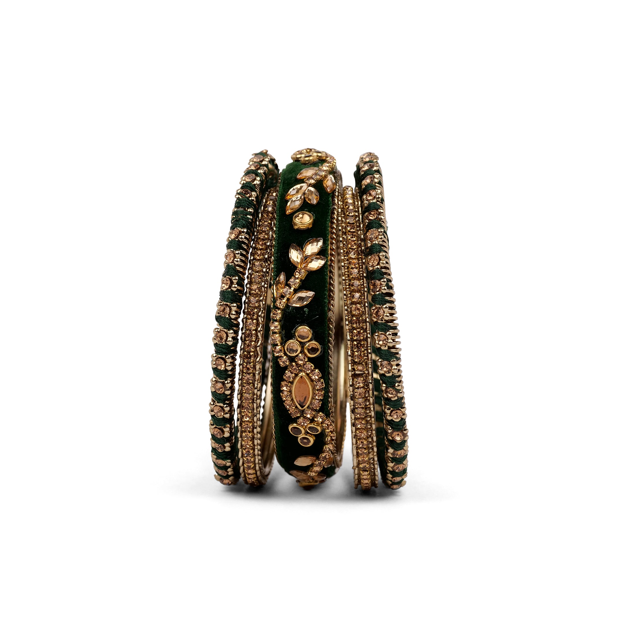 Velvet Bangle Set in Green