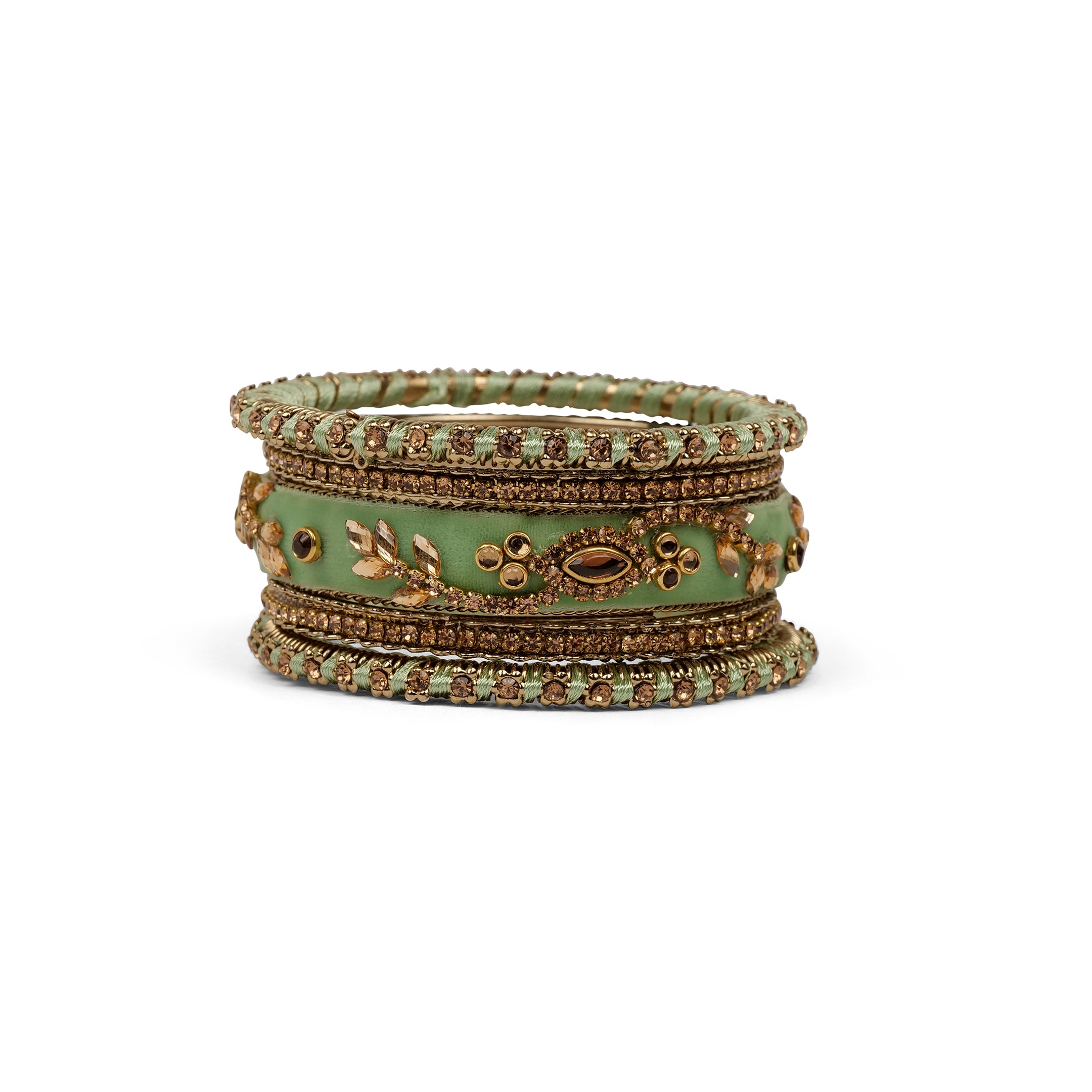 Velvet Bangle Set in Mint