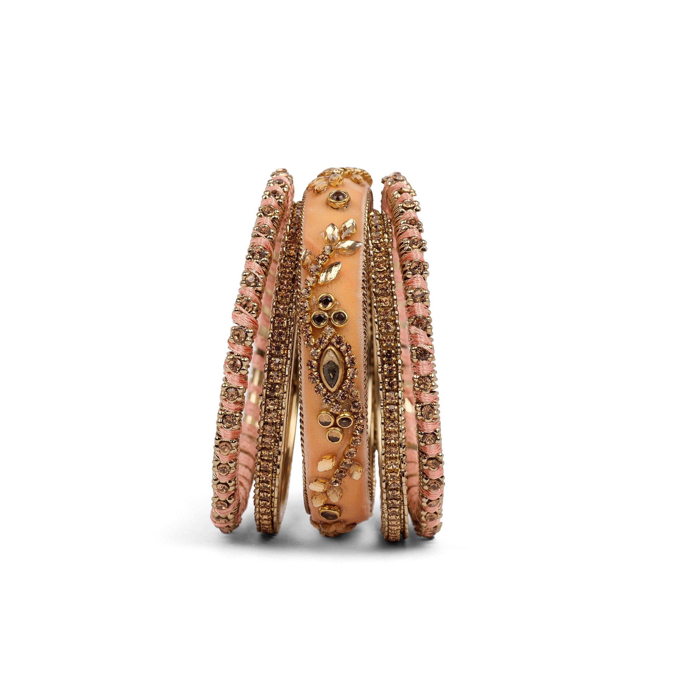 Velvet Bangle Set in Peach