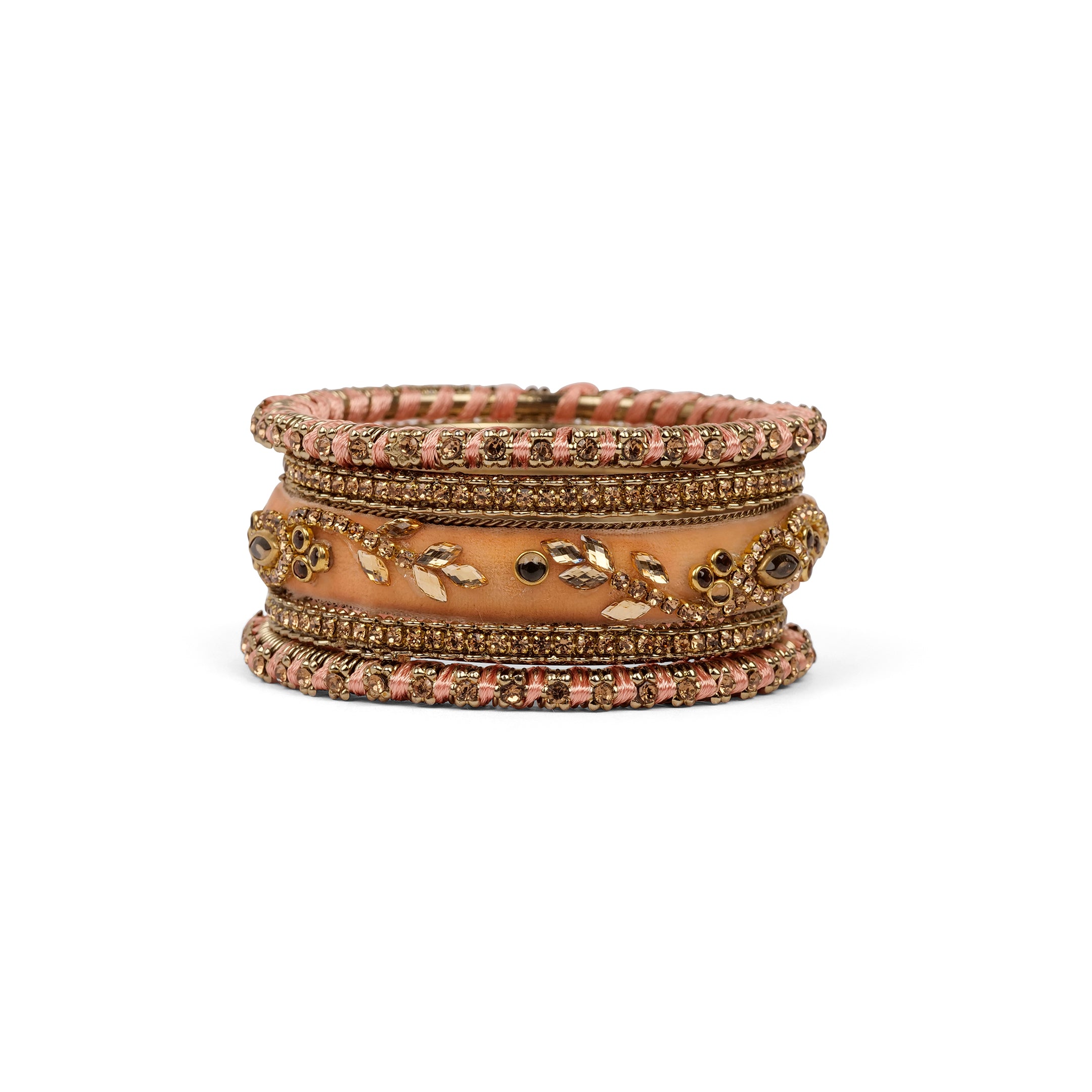 Velvet Bangle Set in Peach