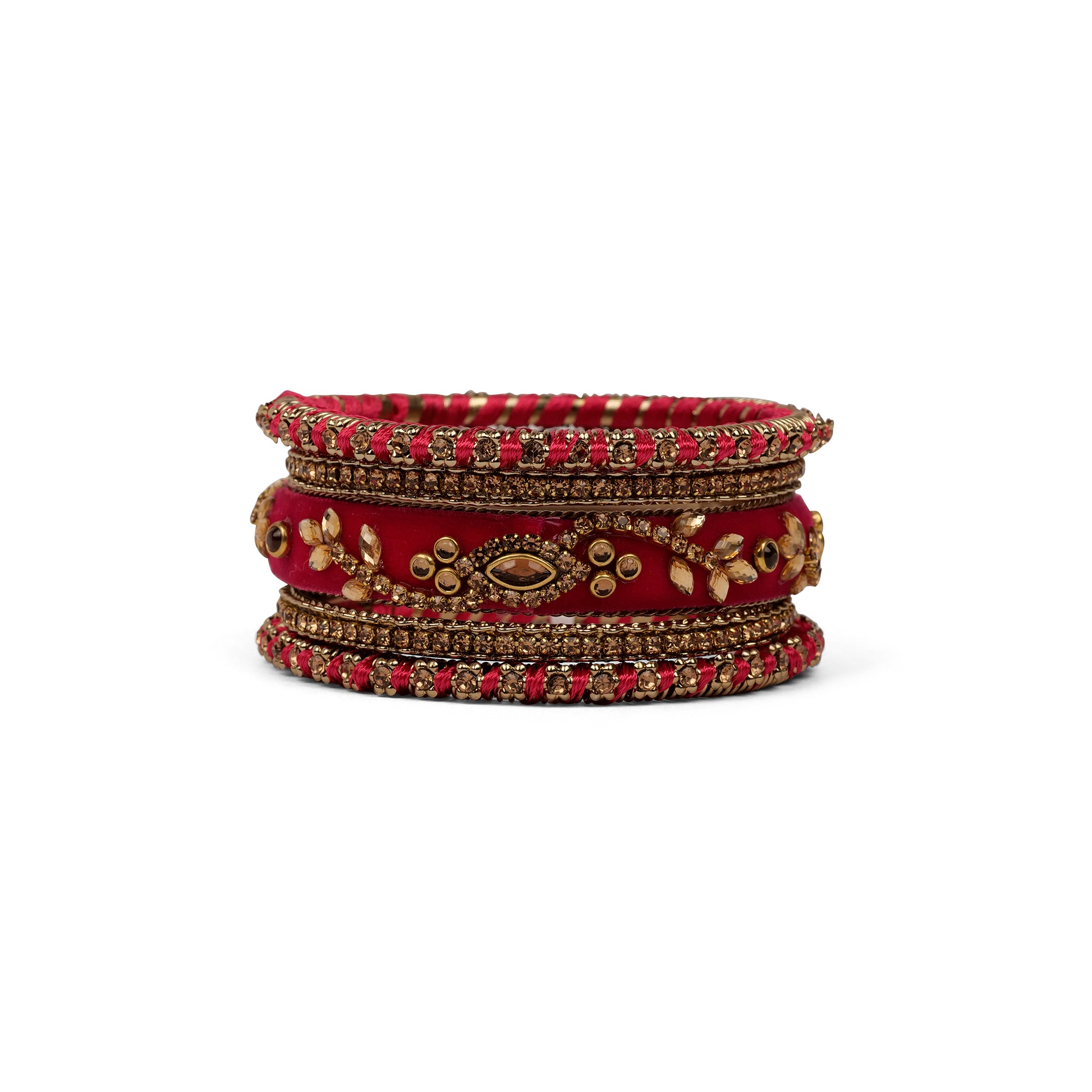 Velvet Bangle Set in Pink