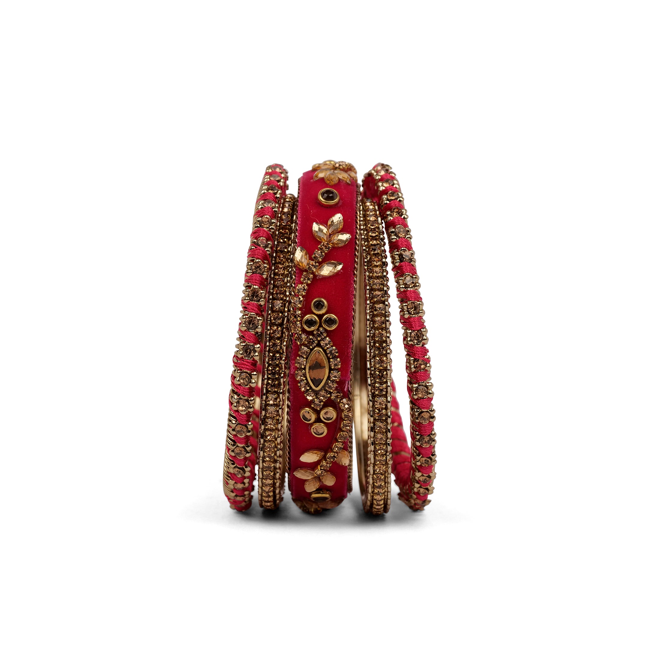 Velvet Bangle Set in Pink