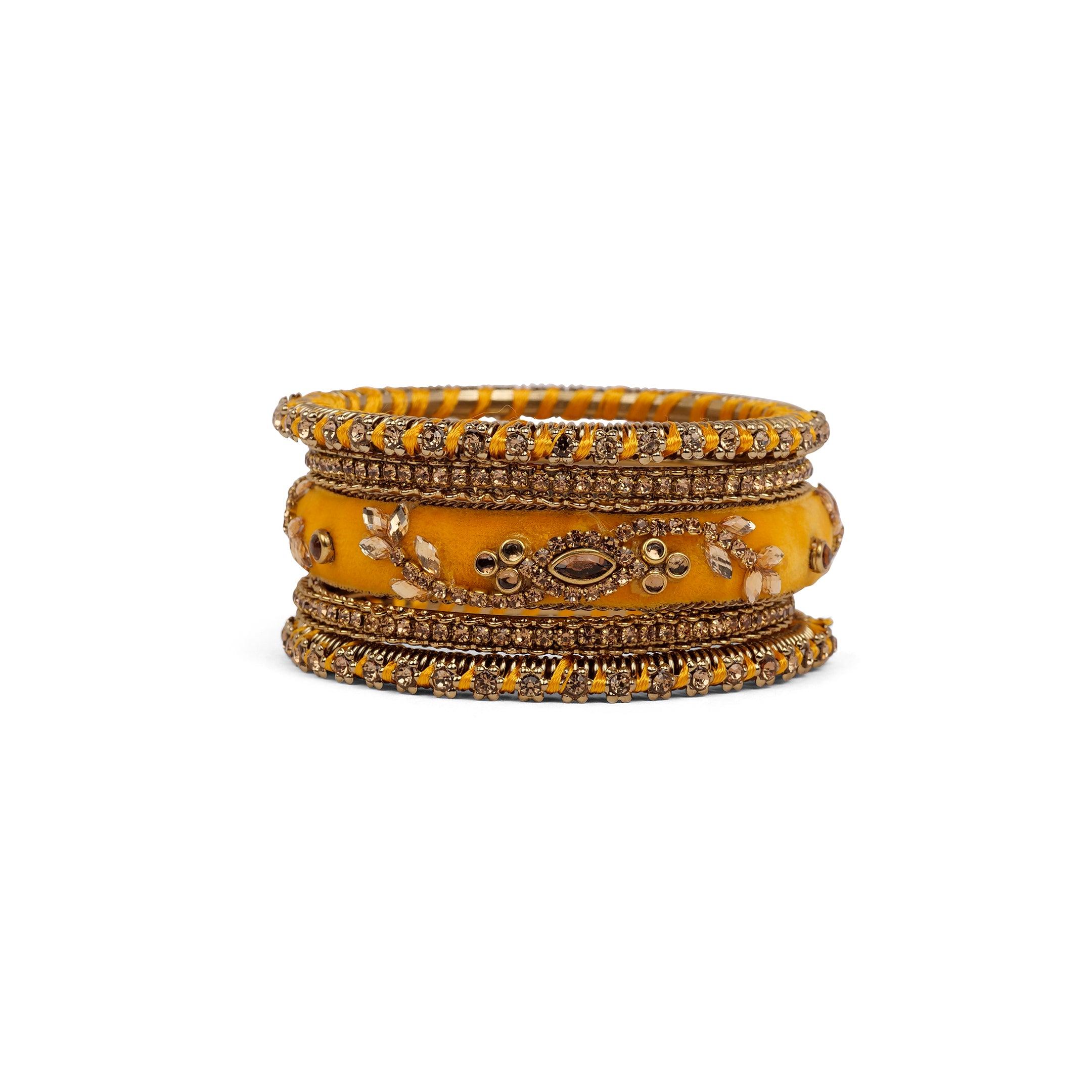 Velvet Bangle Set in Yellow