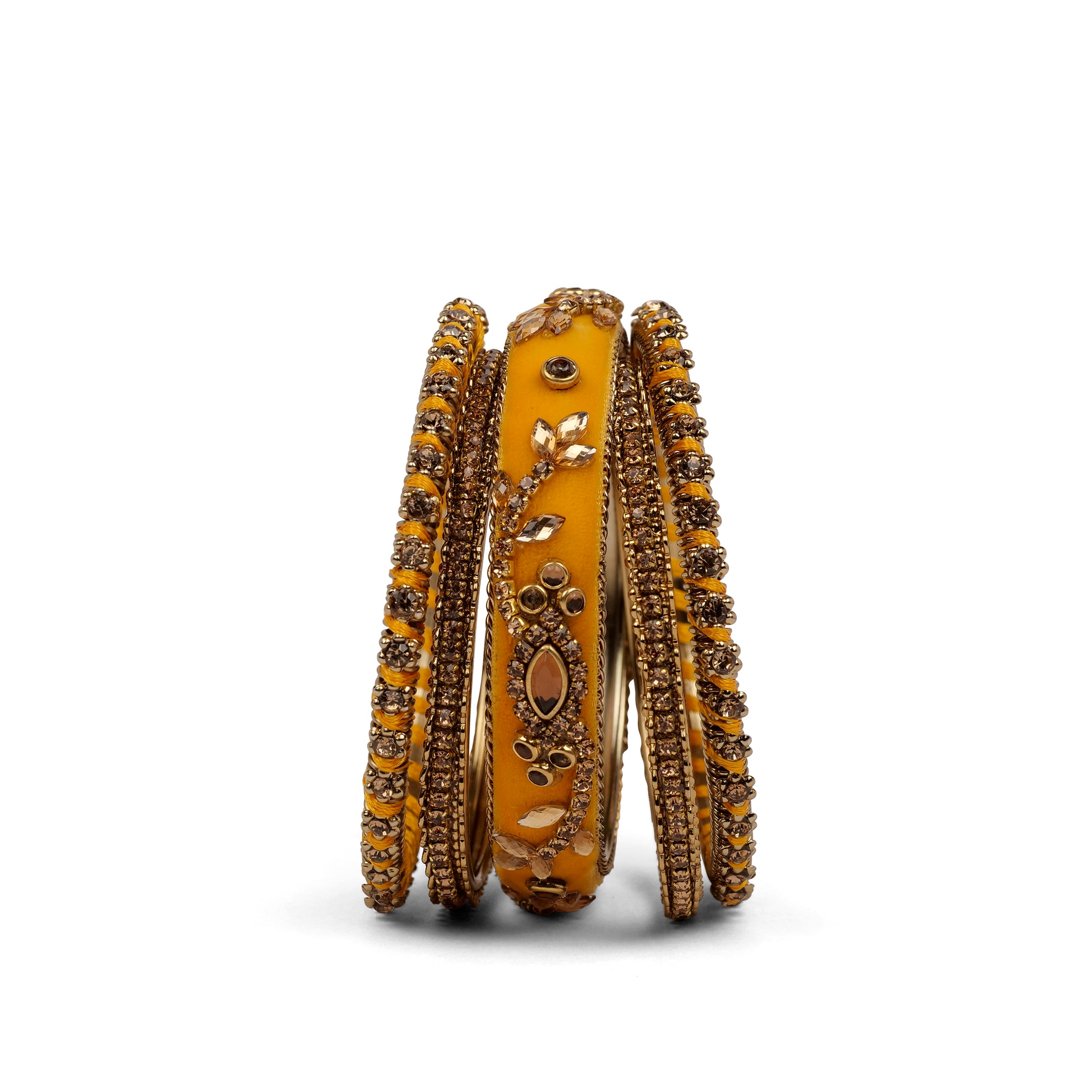 Velvet Bangle Set in Yellow