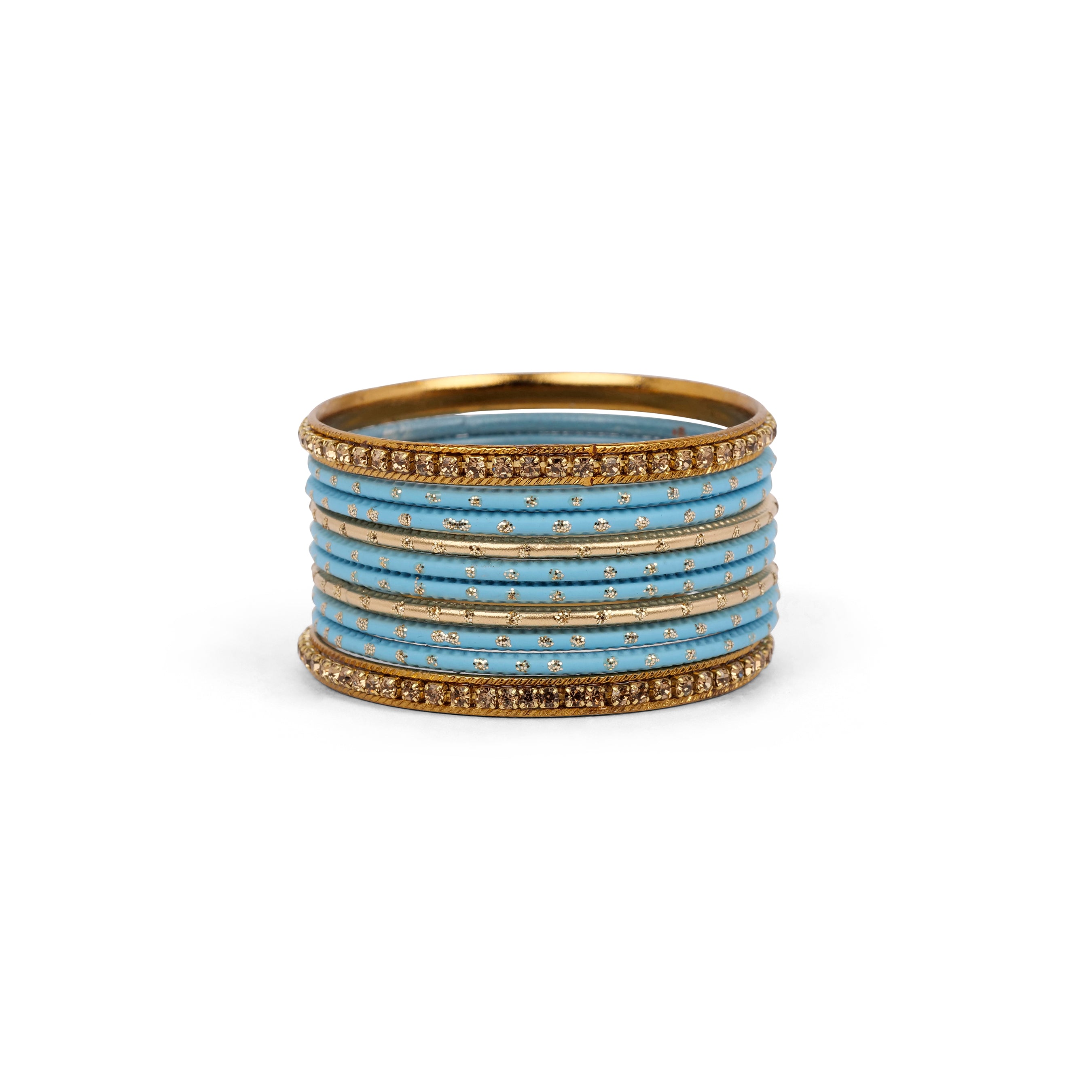 Children's Bangle Set in Light Blue and Antique Gold