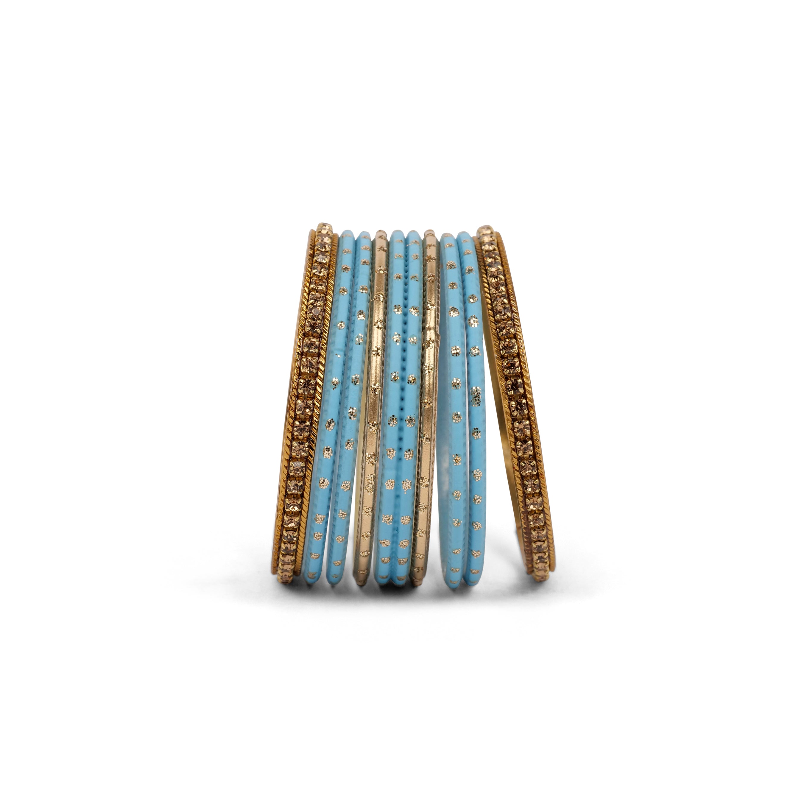 Children's Bangle Set in Light Blue and Antique Gold