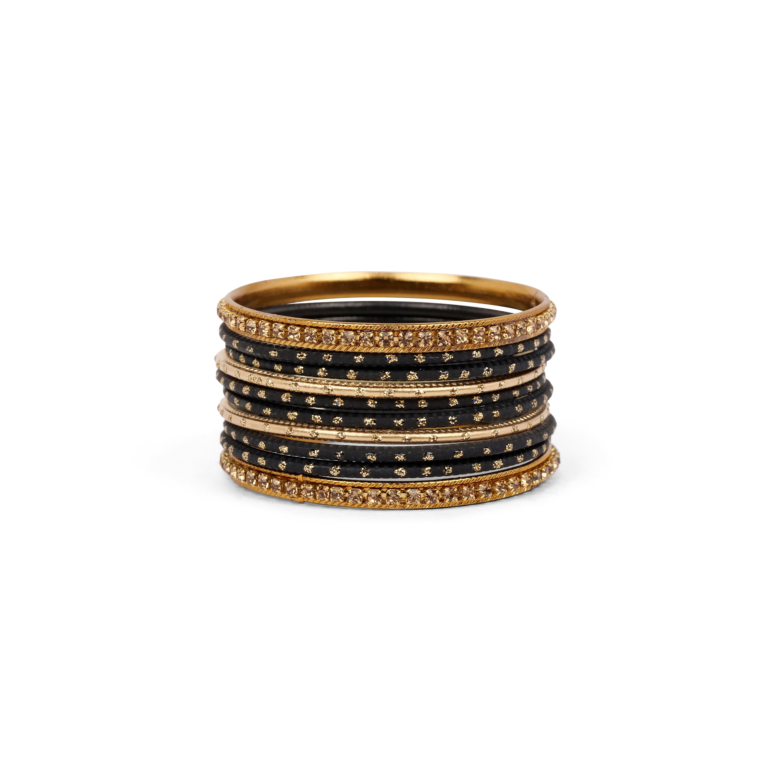 Children's Bangle Set in Black and Antique Gold