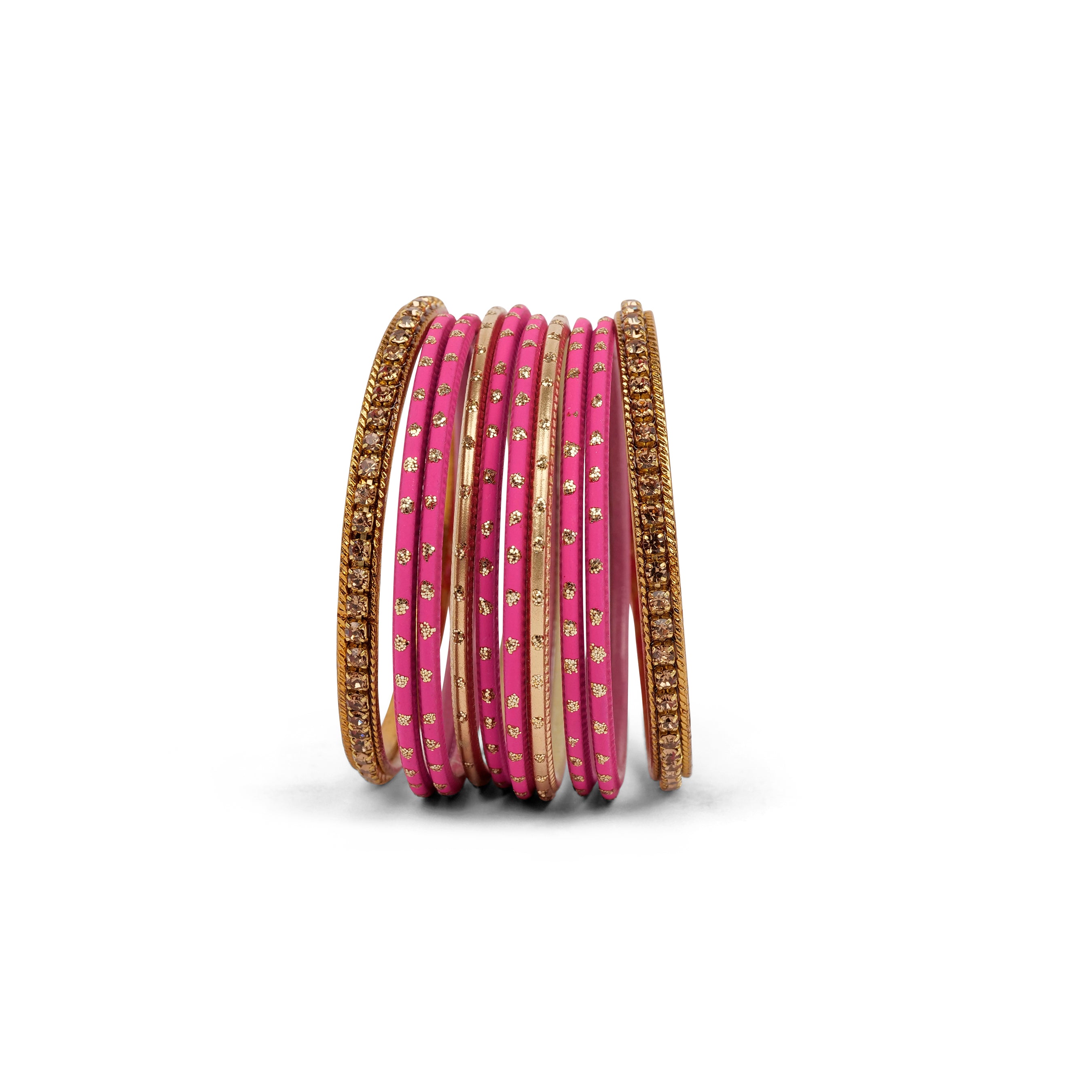 Children's Bangle Set in Hot Pink and Antique Gold