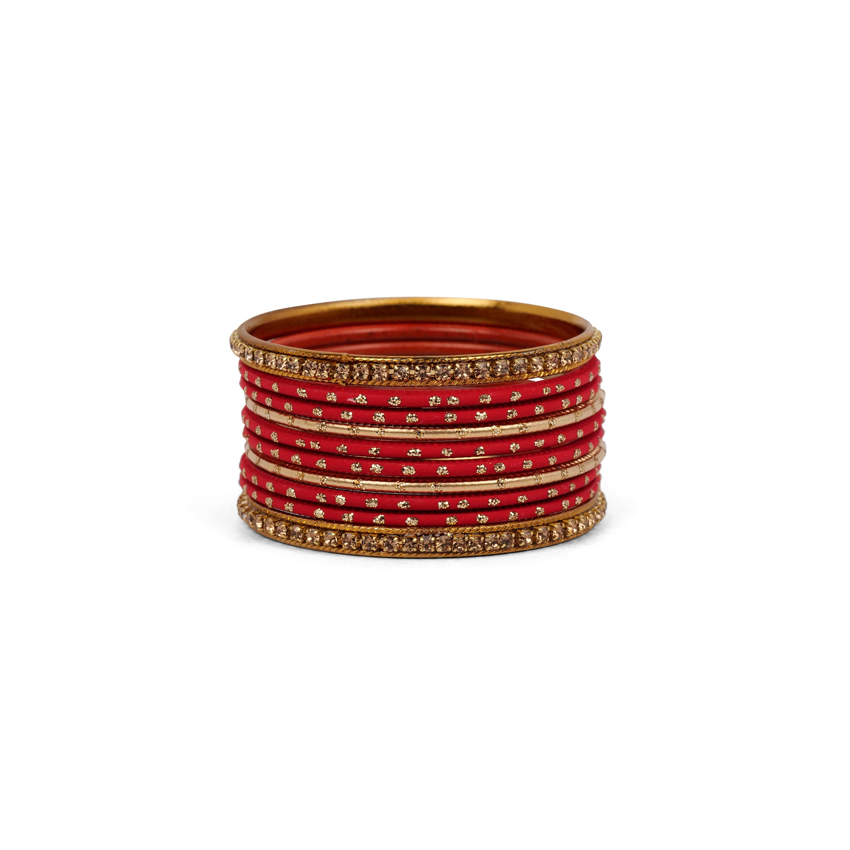 Children's Bangle Set in Red and Antique Gold