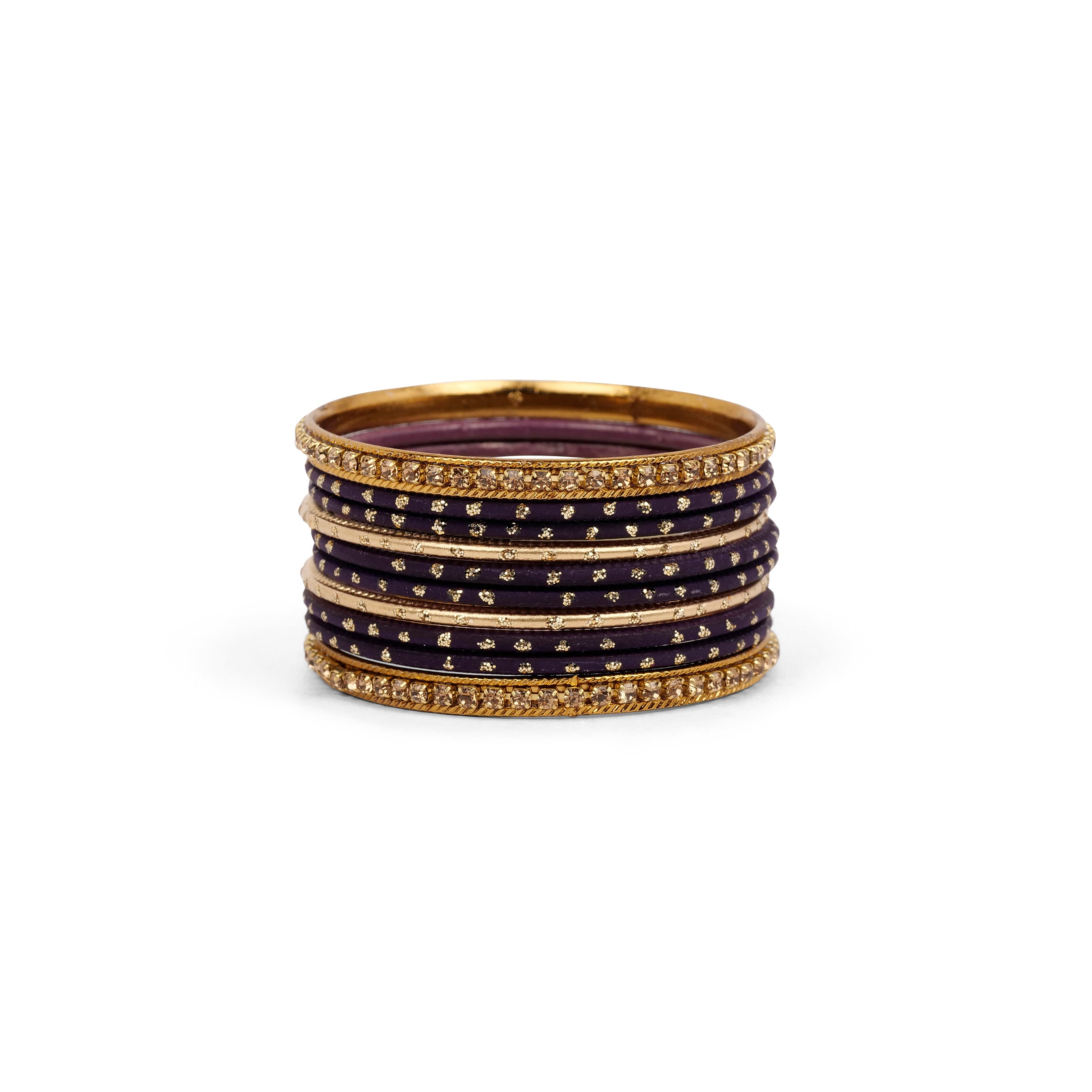 Children's Bangle Set in Deep Purple and Antique Gold