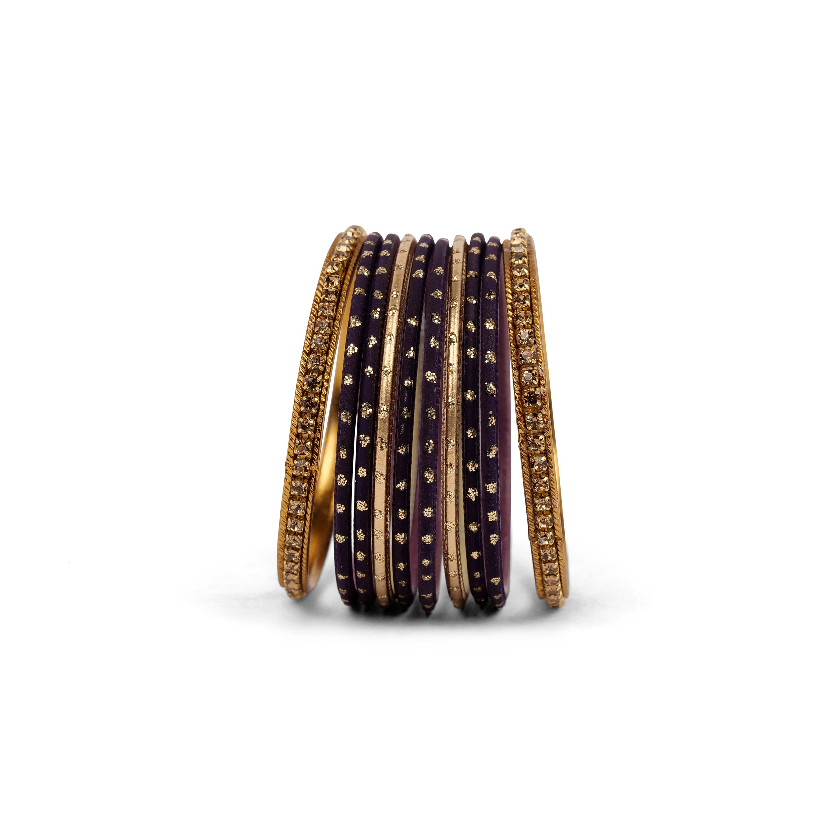 Children's Bangle Set in Deep Purple and Antique Gold