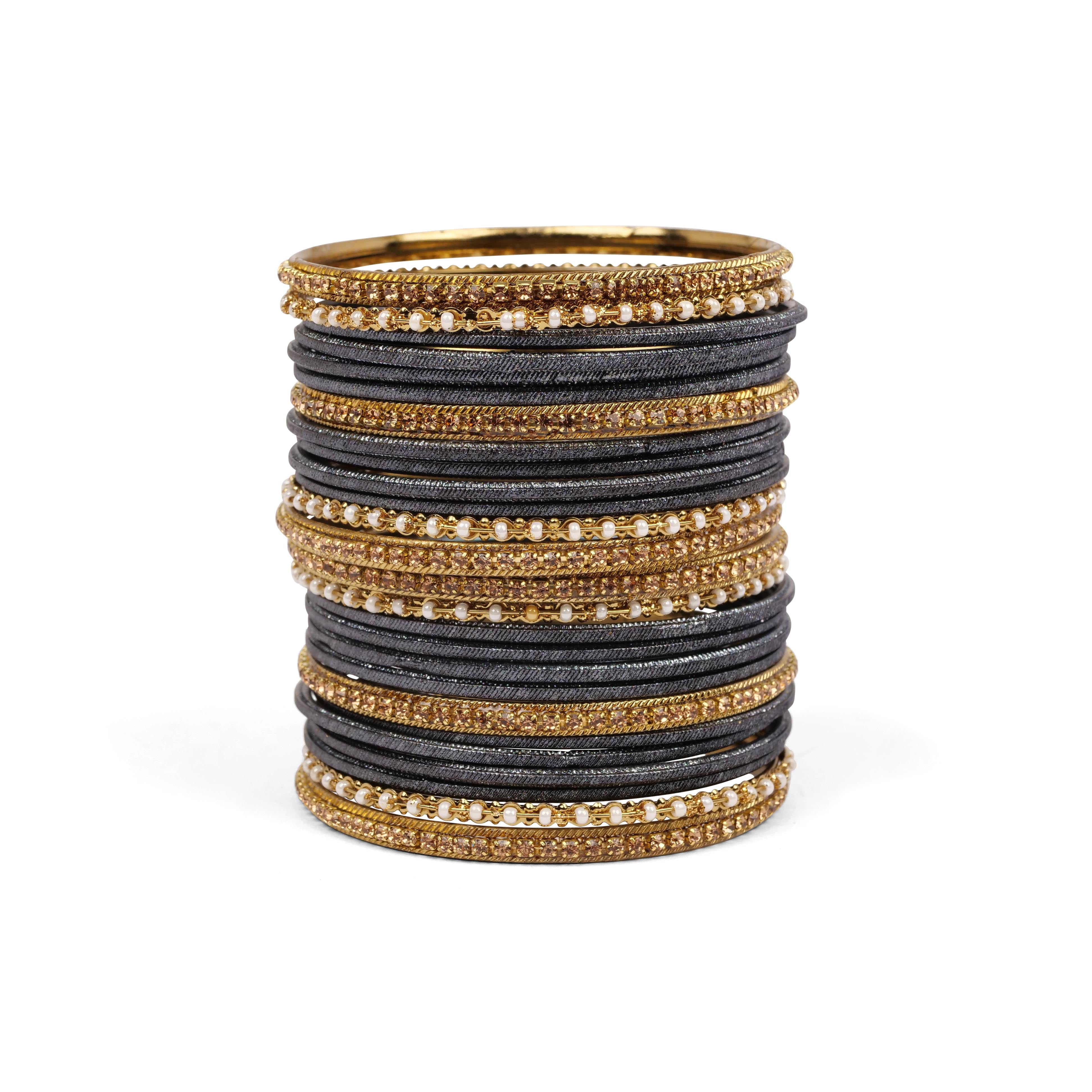 Black Shimmer Bangle Set