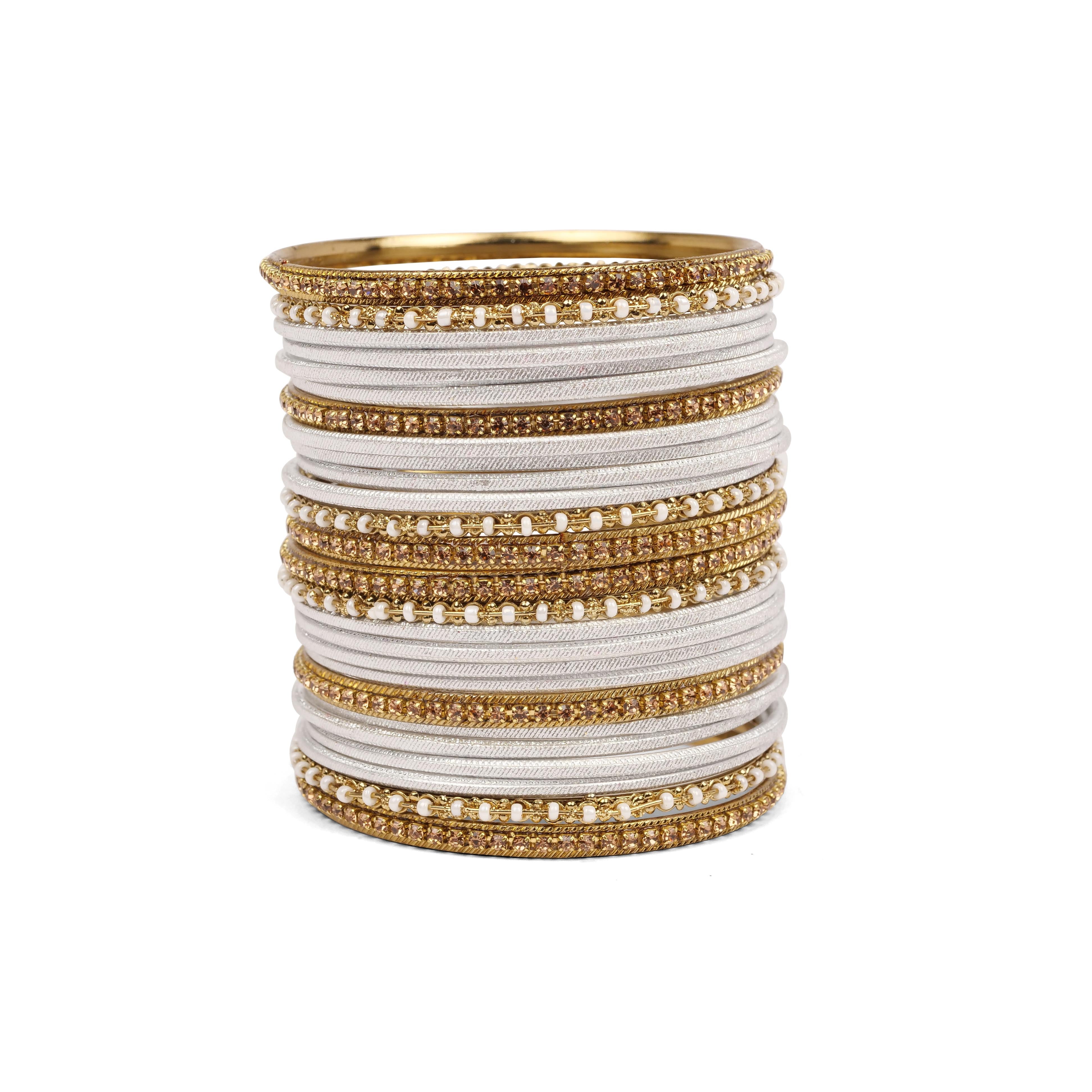 White Shimmer Bangle Set