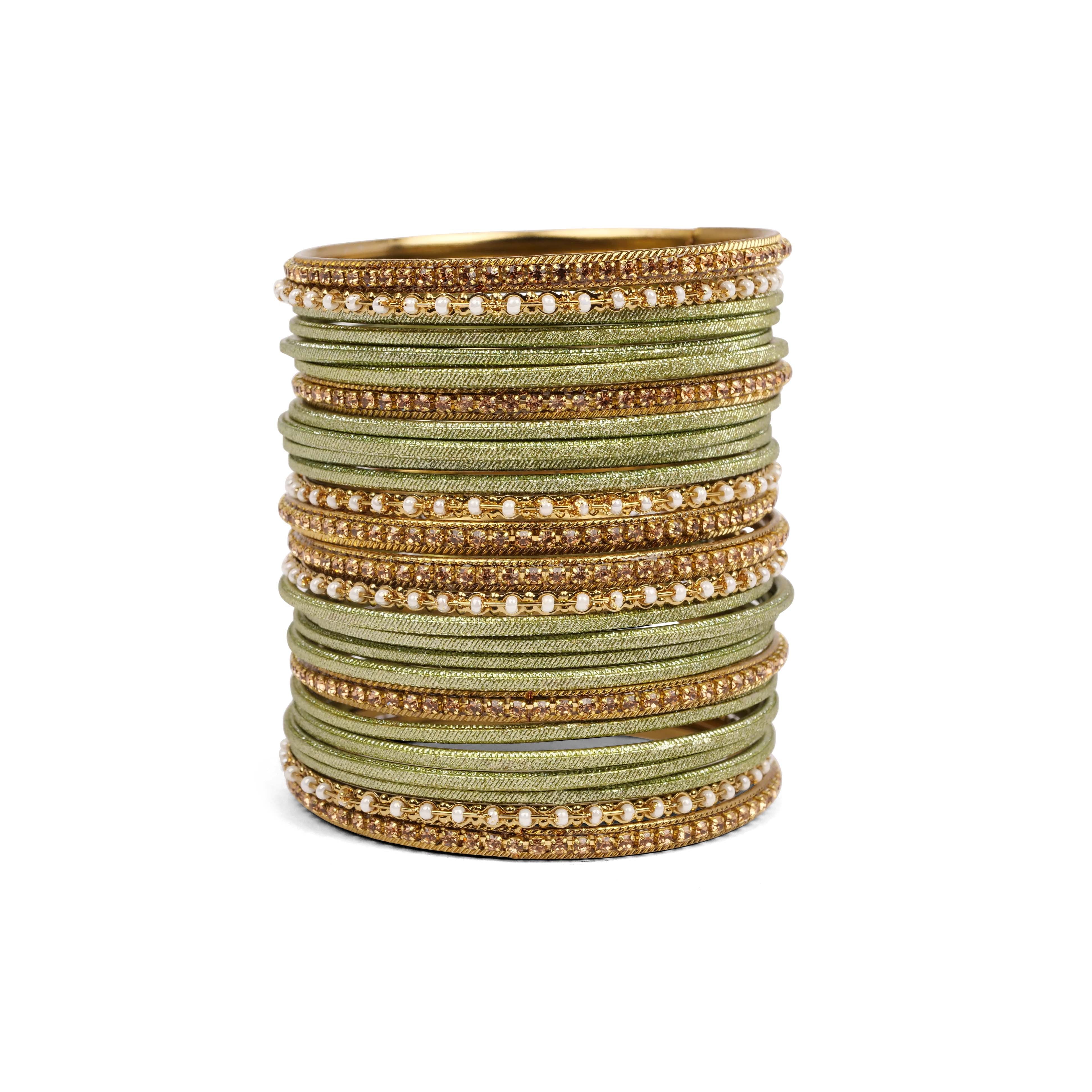 Mehndi Green Shimmer Bangle Set