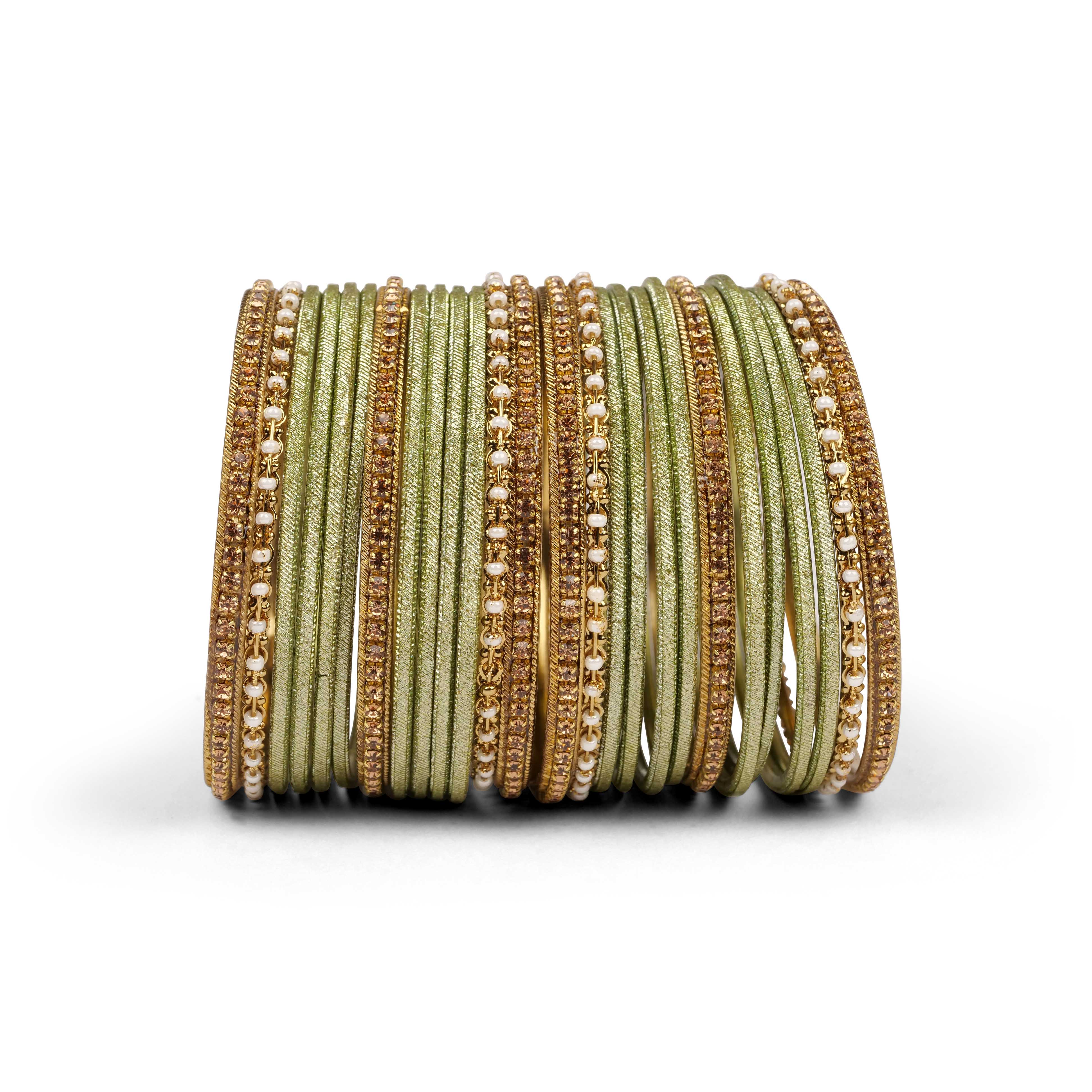 Mehndi Green Shimmer Bangle Set