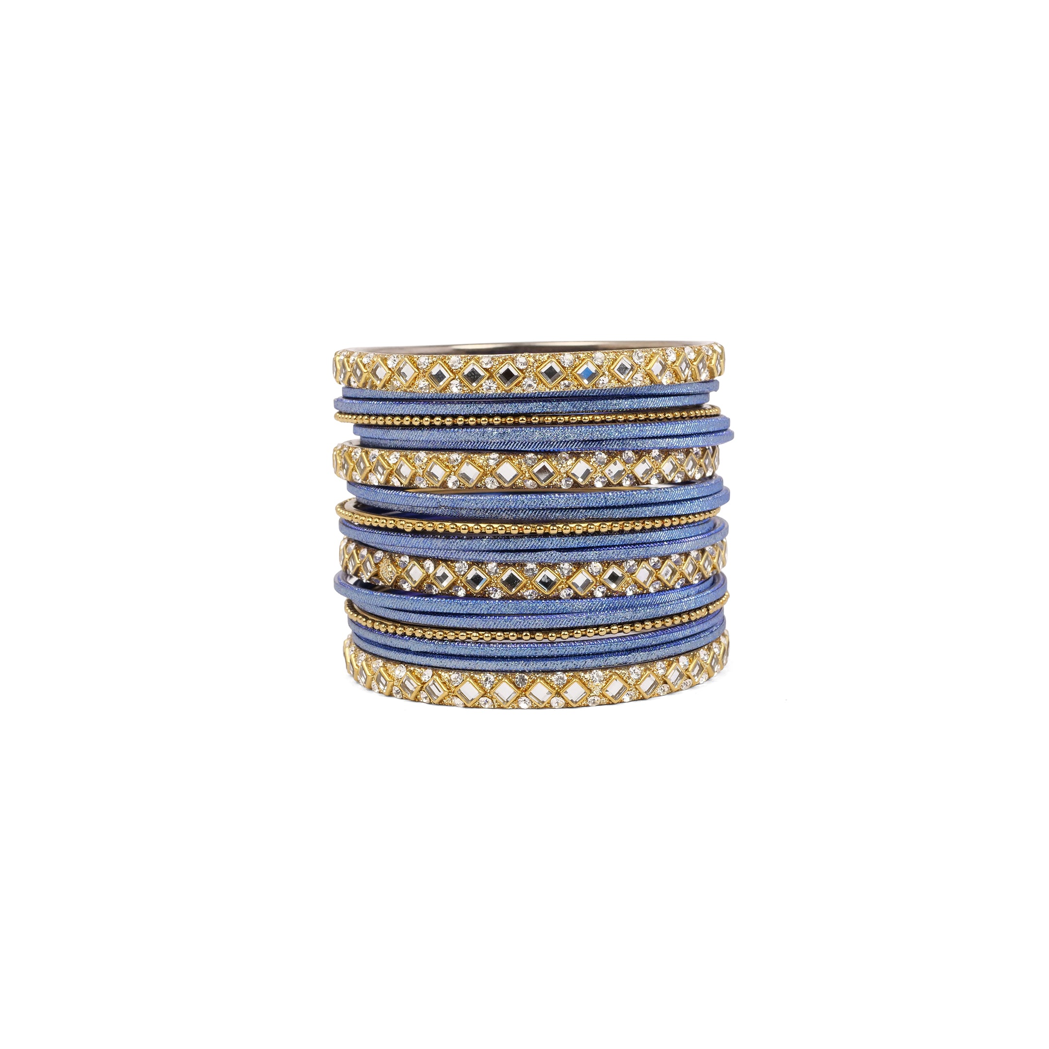 Mirror Shimmer Bangle Set in Blue