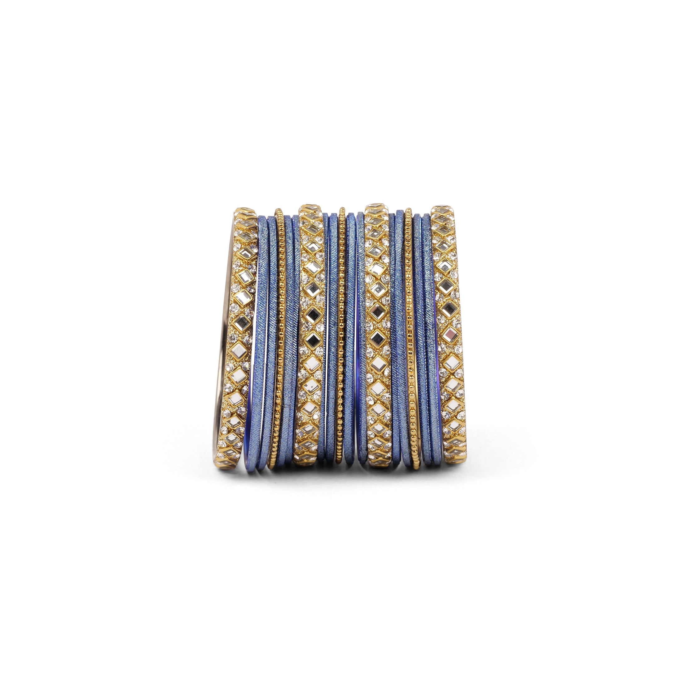 Mirror Shimmer Bangle Set in Blue