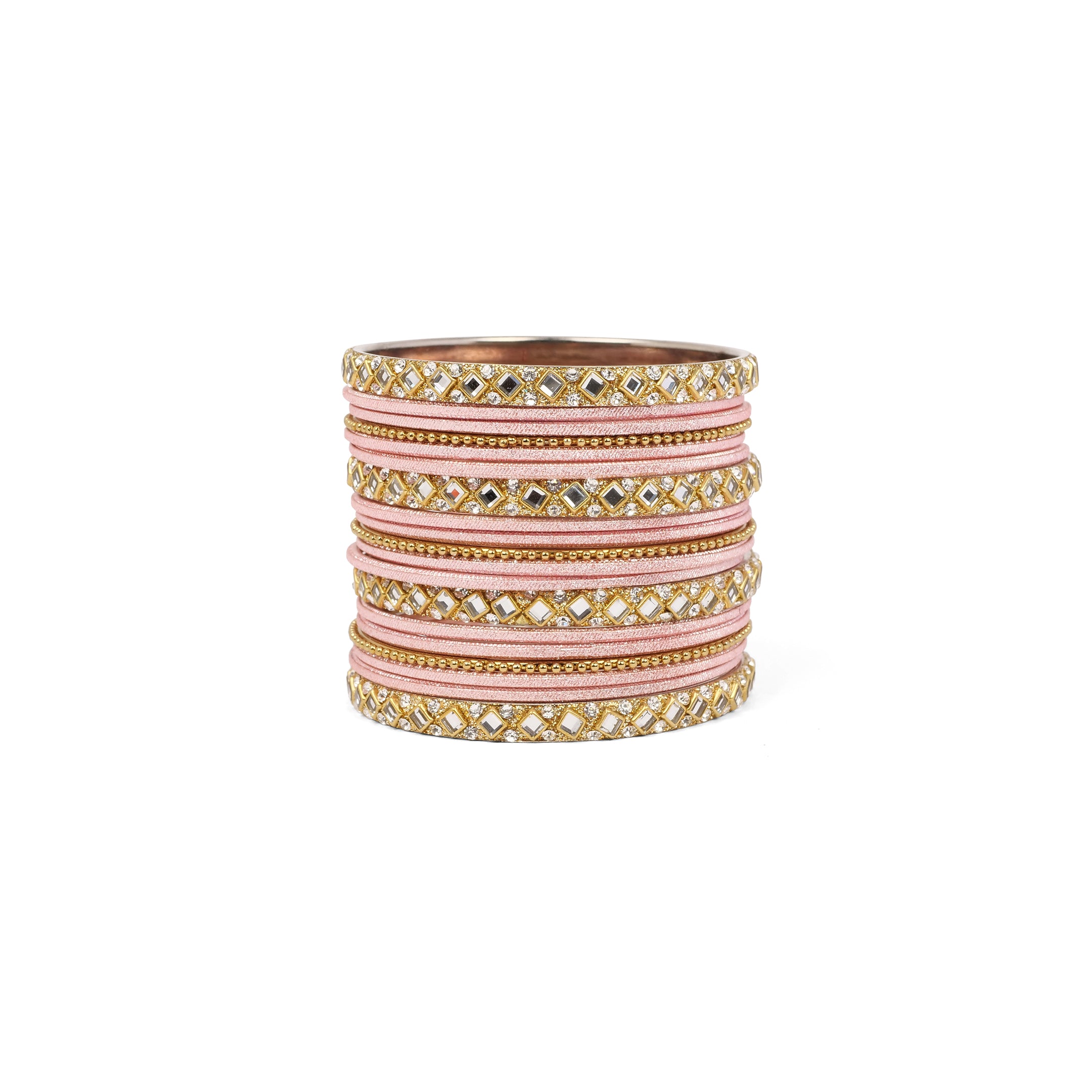 Mirror Shimmer Bangle Set in Light Pink