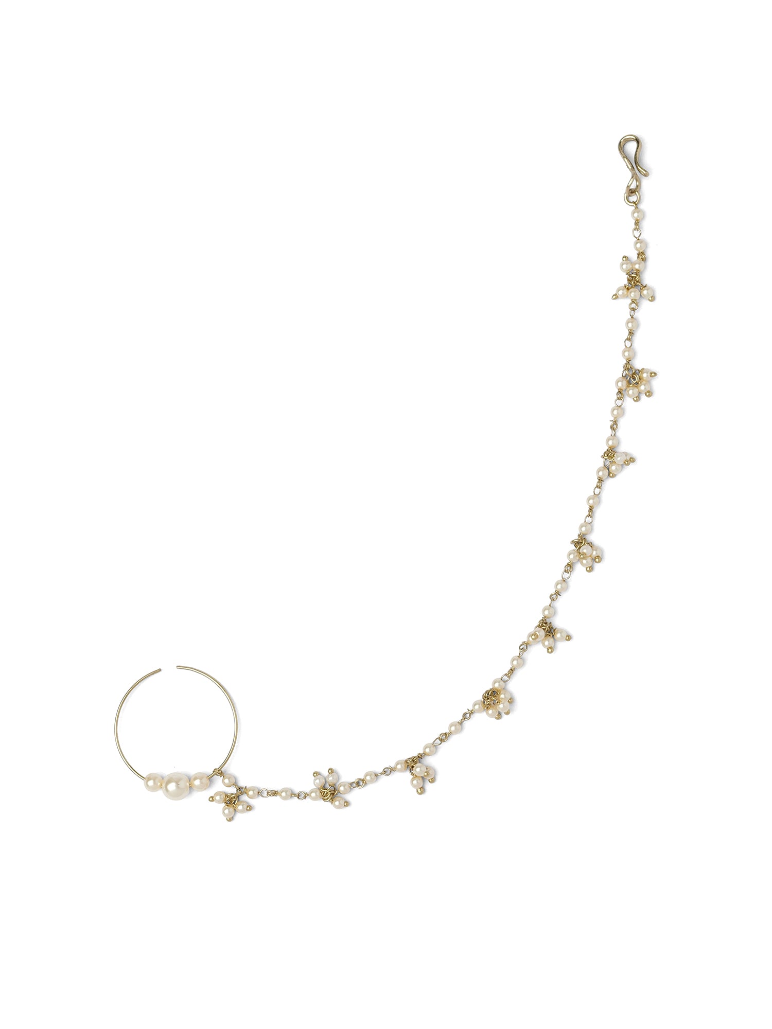 Beaded 1 Inch Bridal Nose Ring in Champagne