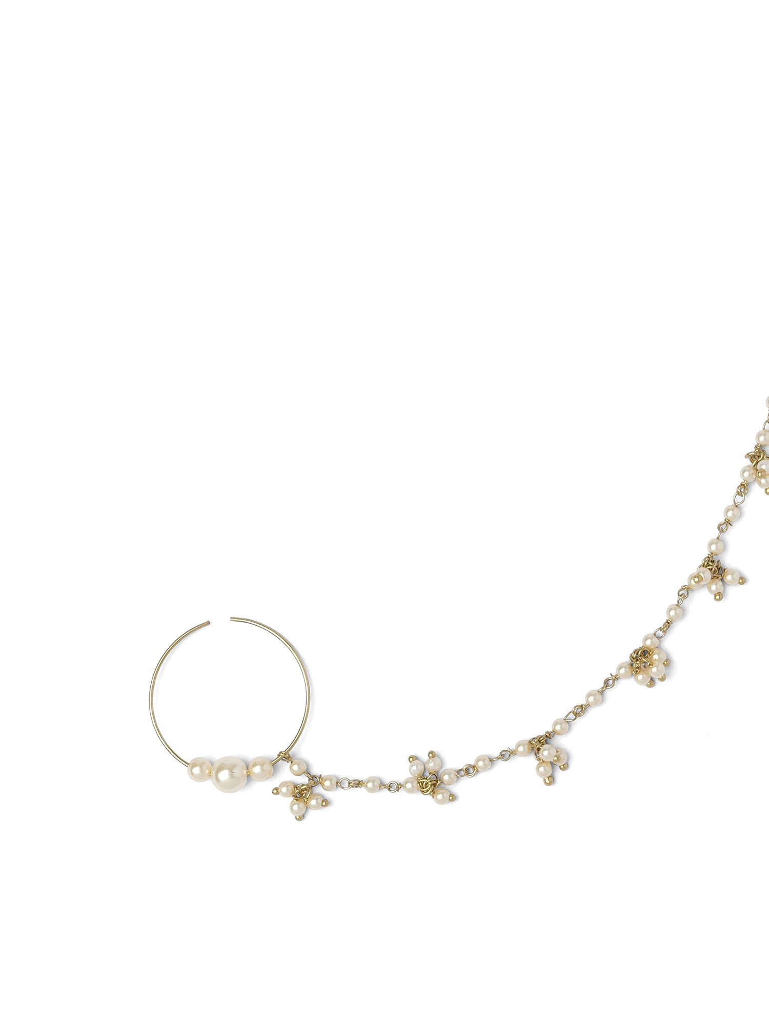 Beaded 1 Inch Bridal Nose Ring in Champagne