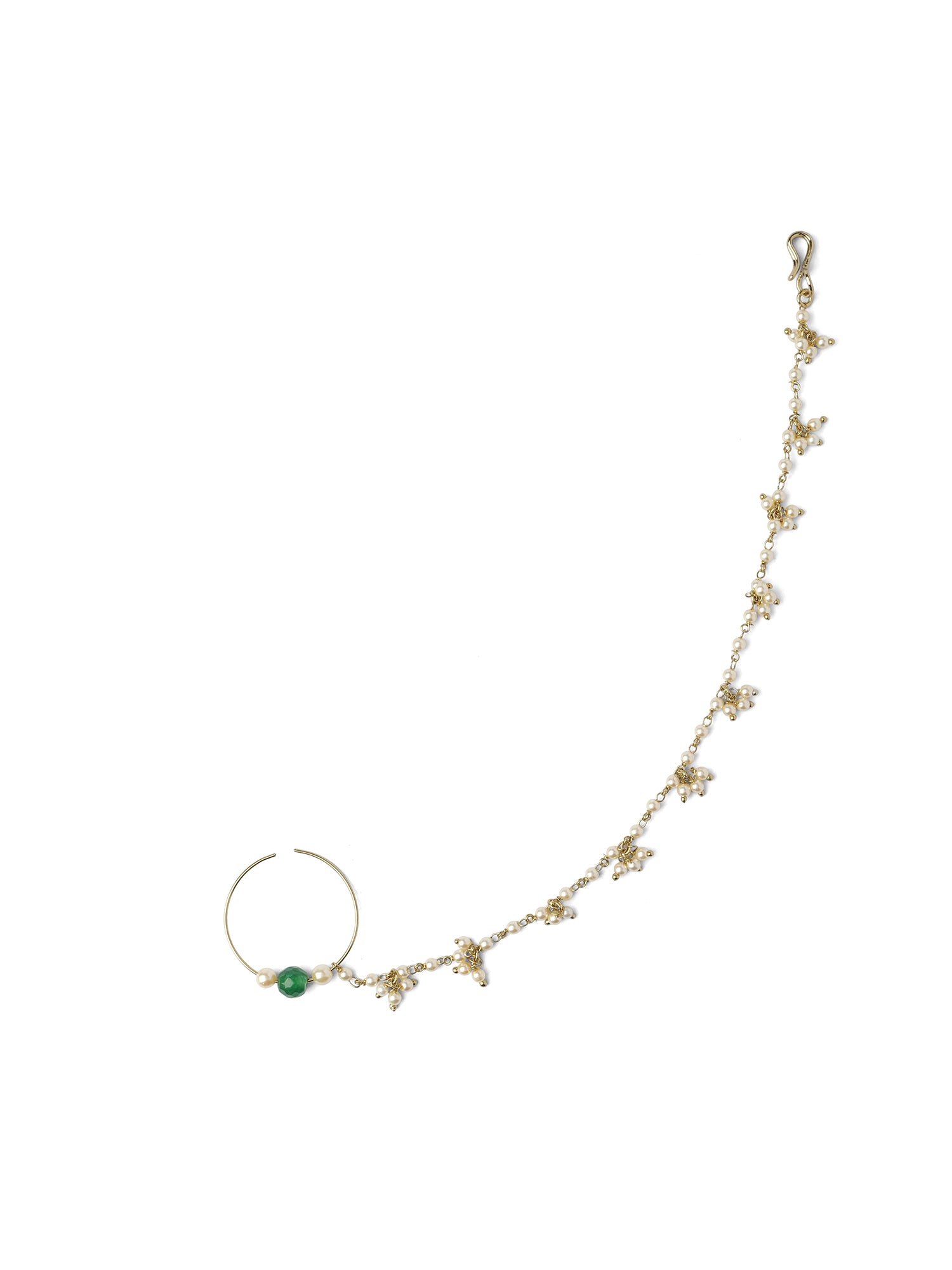 Beaded 1 Inch Bridal Nose Ring in Green