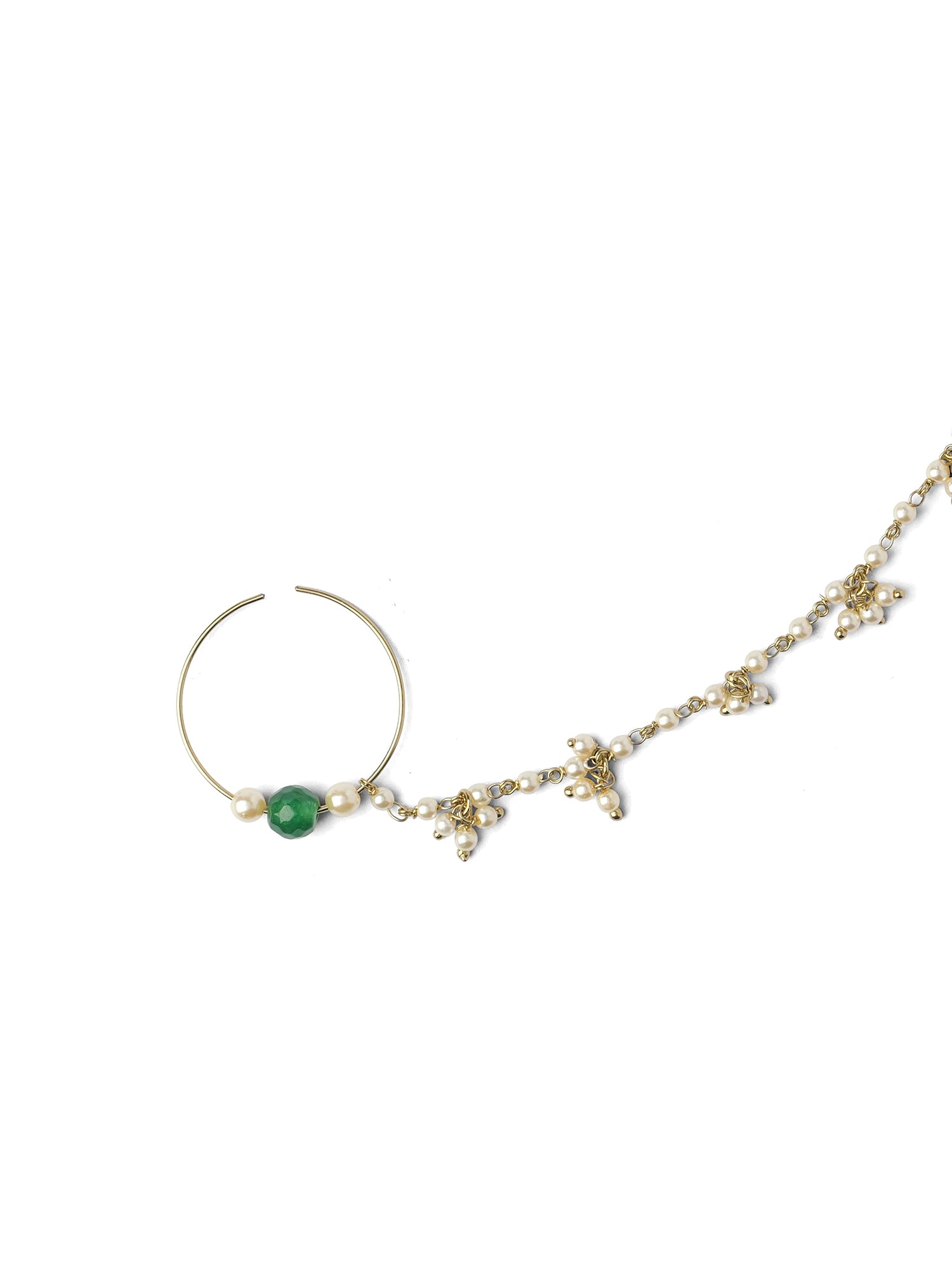 Beaded 1 Inch Bridal Nose Ring in Green