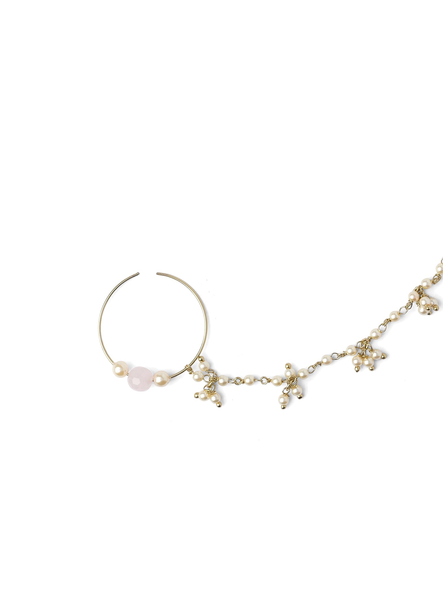 Beaded 1 Inch Bridal Nose Ring in Light Pink