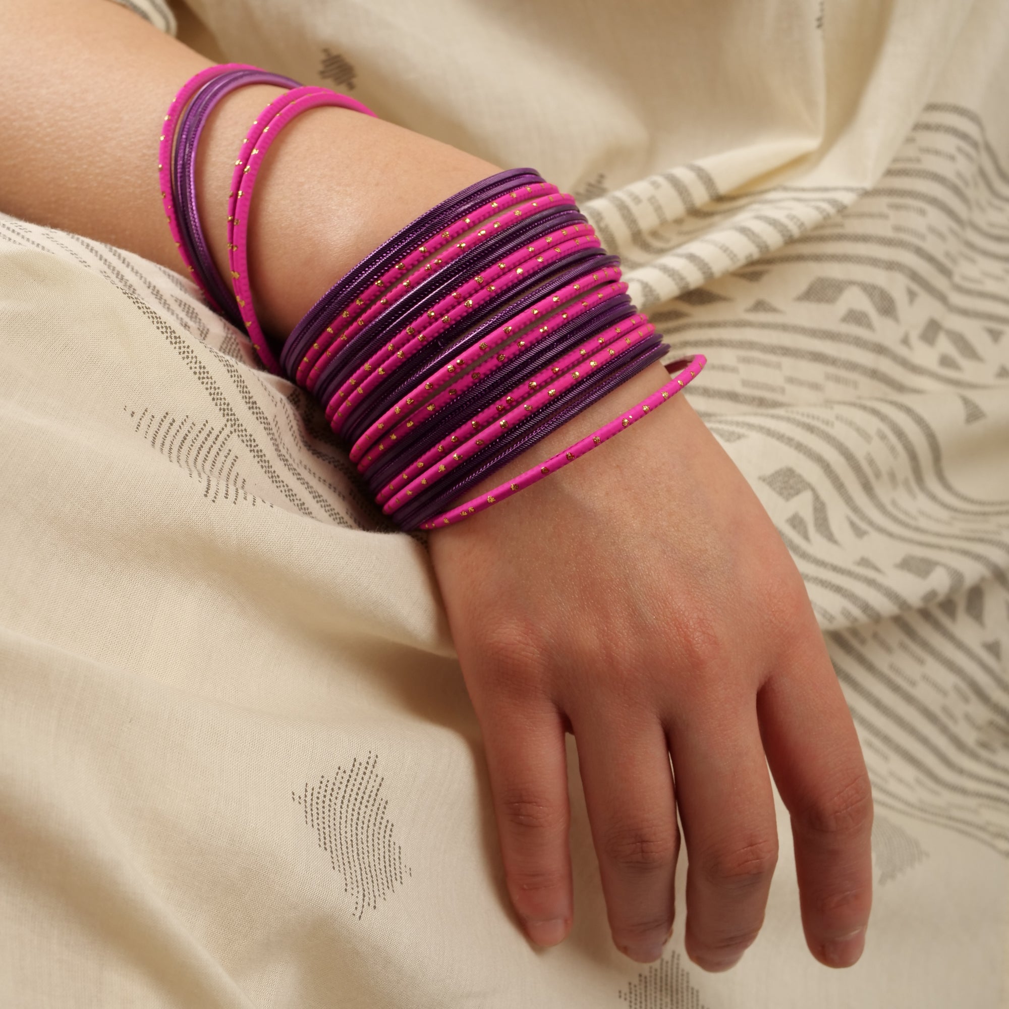 Berry Pink and Purple Bangle Stack