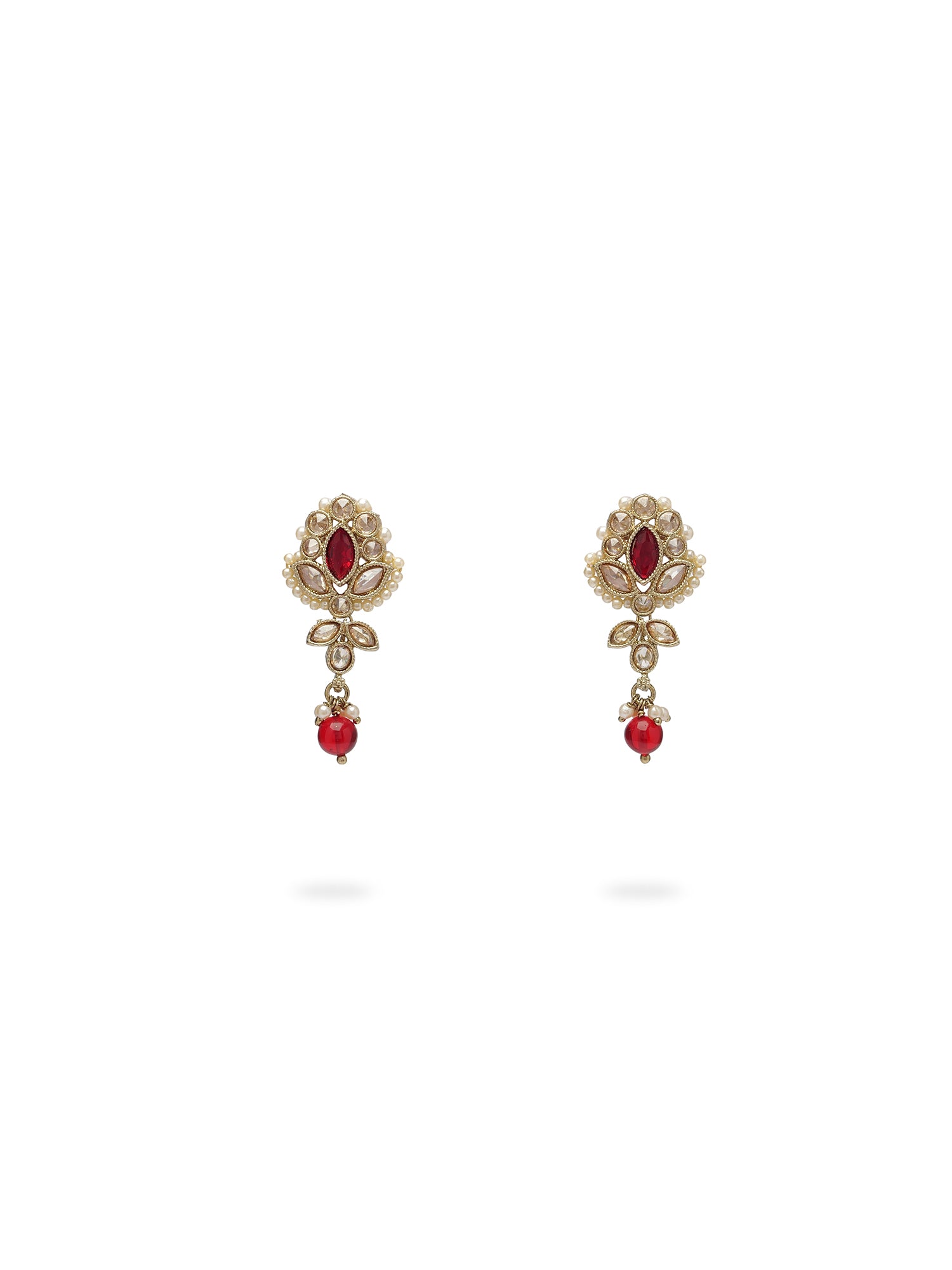 Bhavini Earrings in Pearl and Maroon