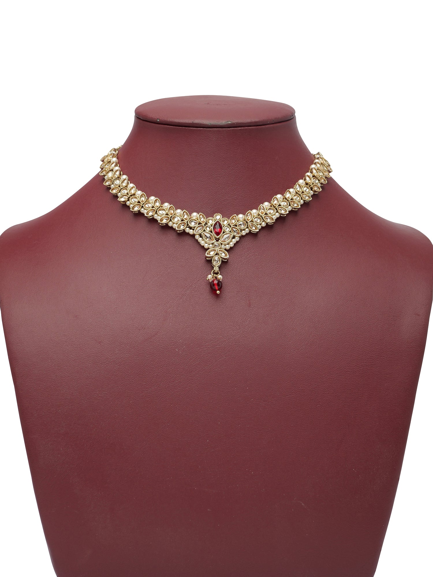 Bhavini Necklace Set in Maroon