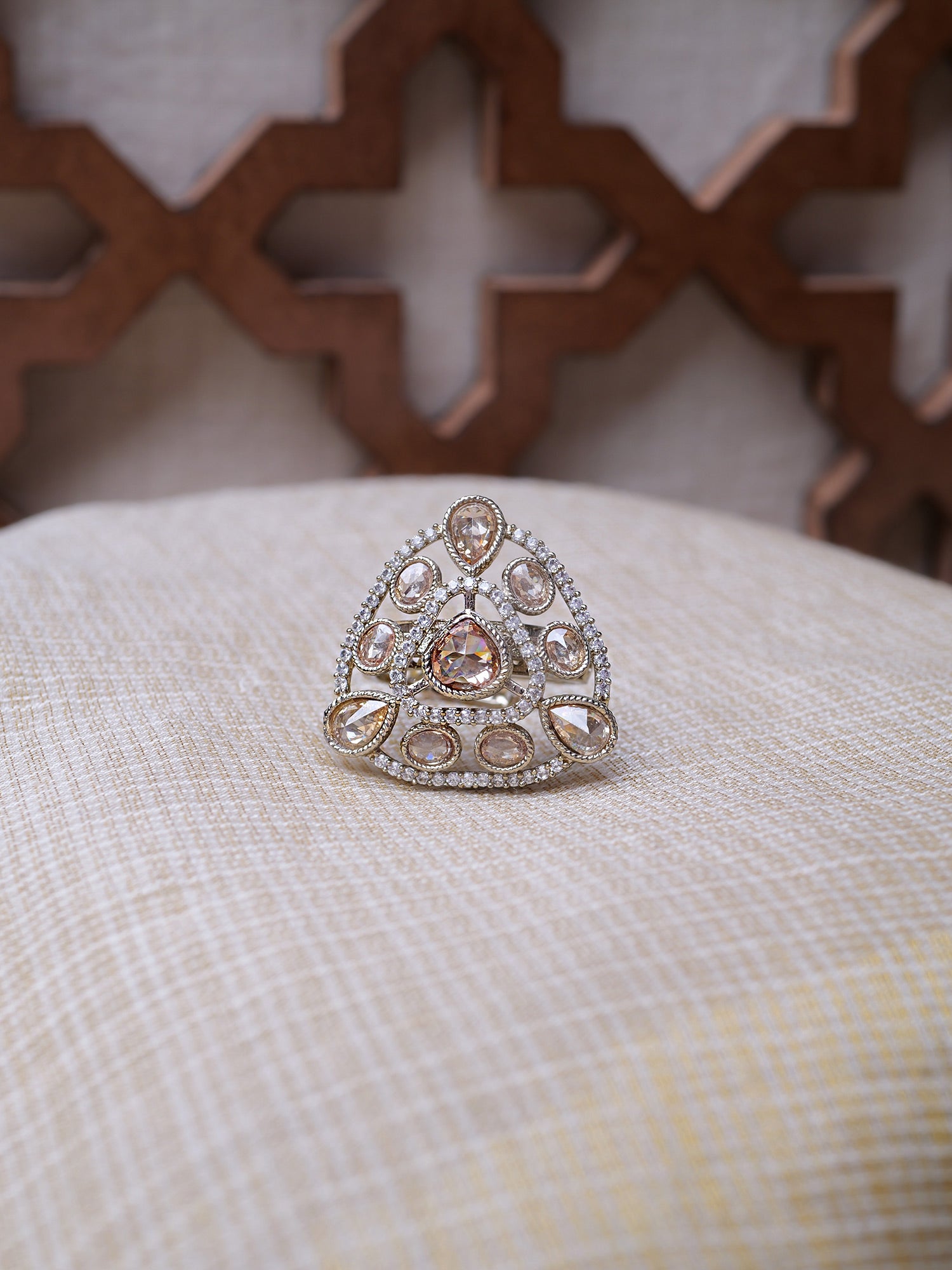 Bhavya Champagne Crystal Ring