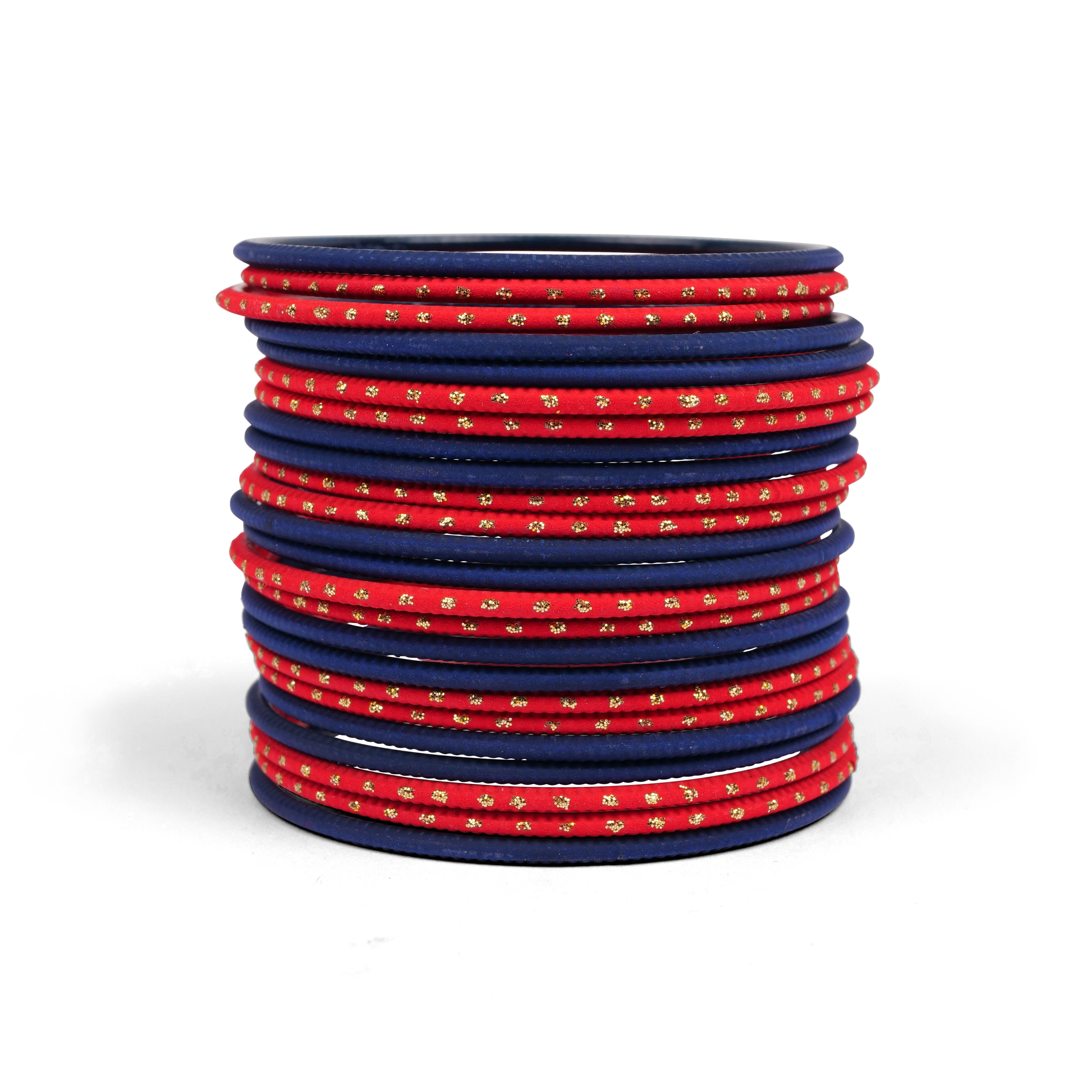 Ethnic Red and Blue Bangle Stack
