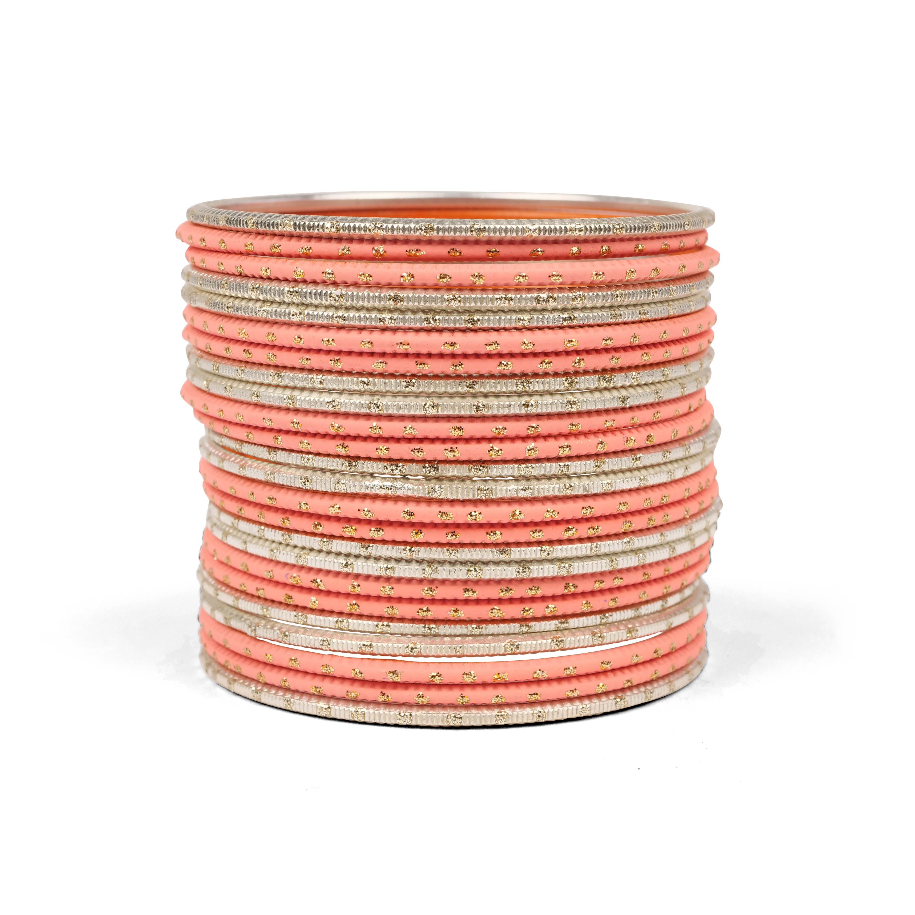 Pastel Peach and Gold Bangle Stack