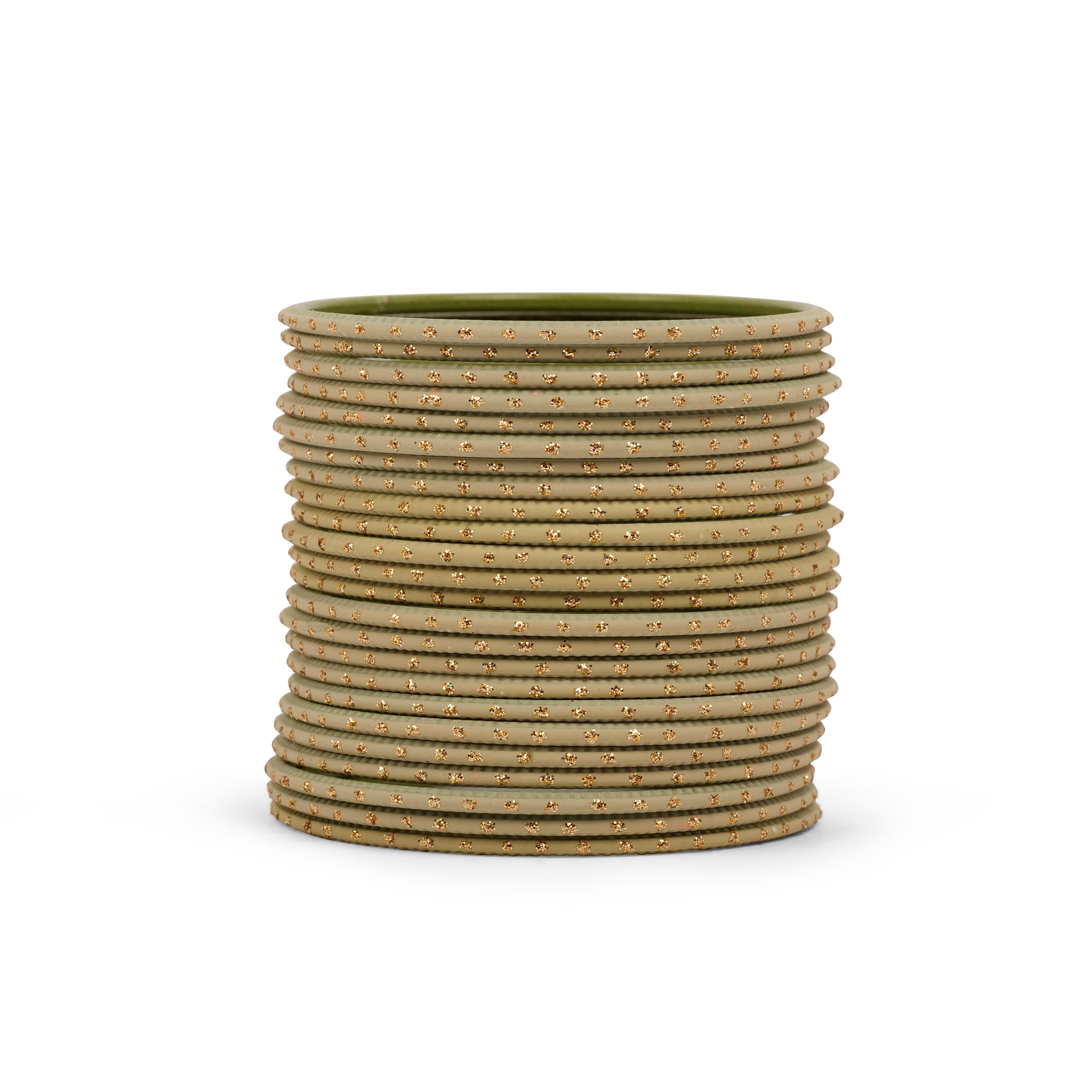 Forest Green Gold Dot Bangles