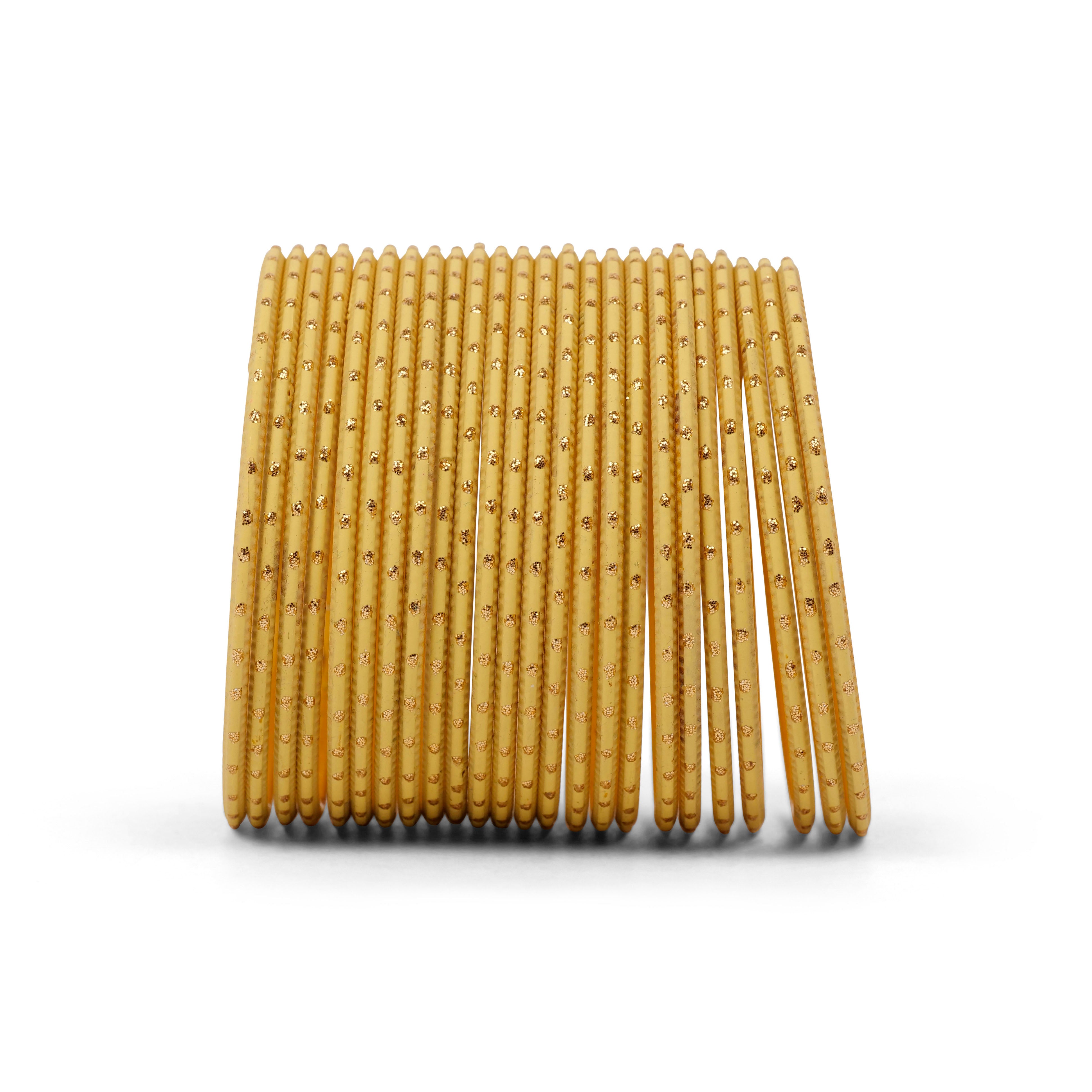 Pale Yellow Gold Dot Matte Bangles