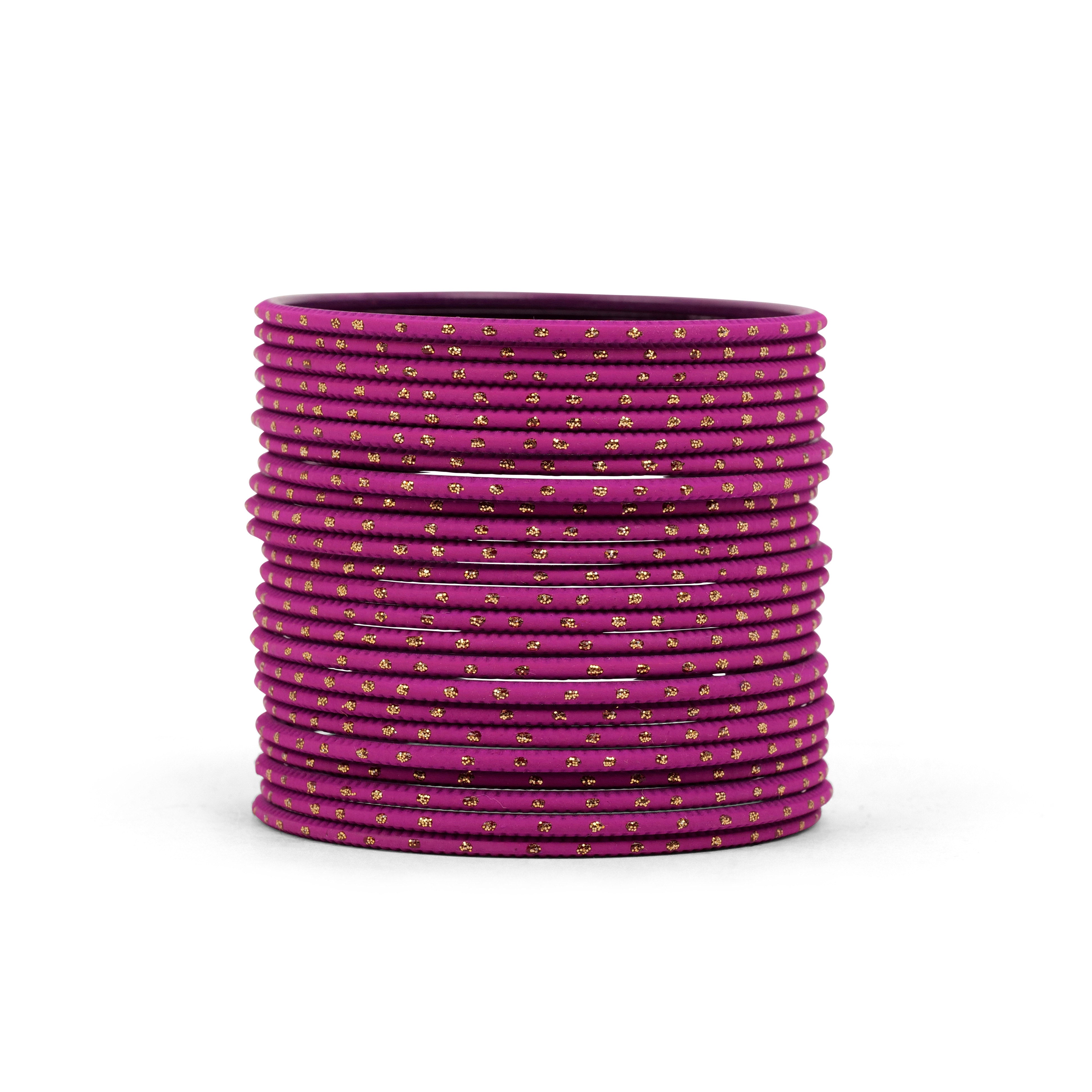 Plum Purple Matte Gold Dot Bangles
