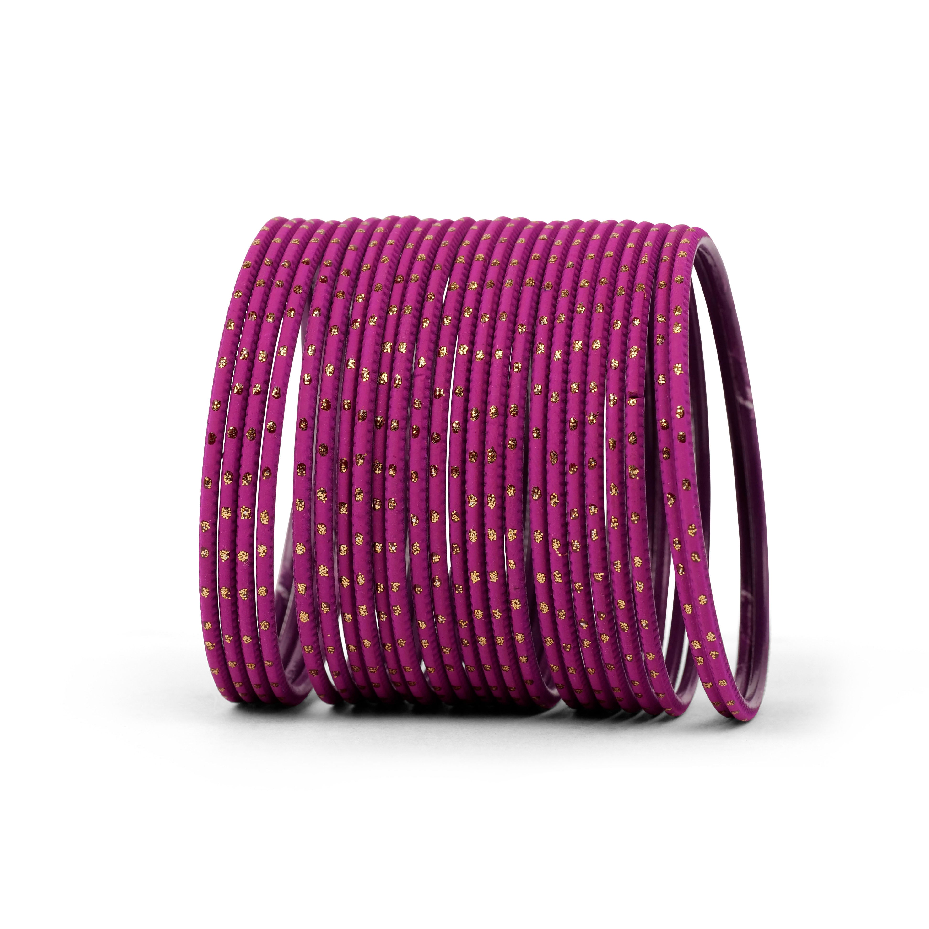 Plum Purple Matte Gold Dot Bangles